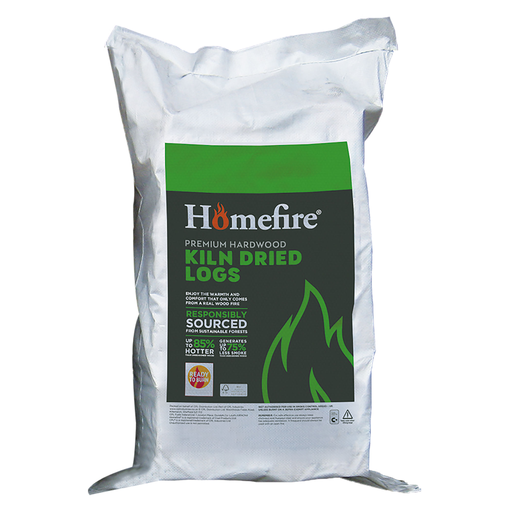 Homefire Kiln-Dried Hardwood Firewood Birch Logs in Large Handy Bag 60L