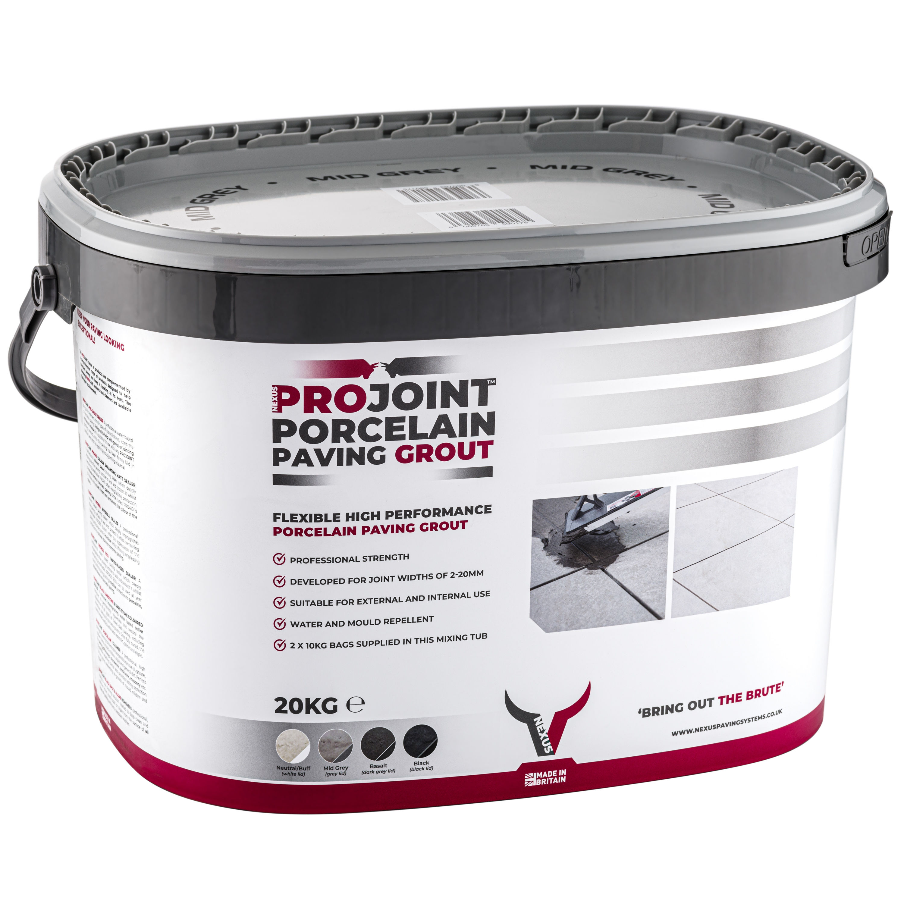 Nexus ProJoint Porcelain Grout Mid Grey 20kg