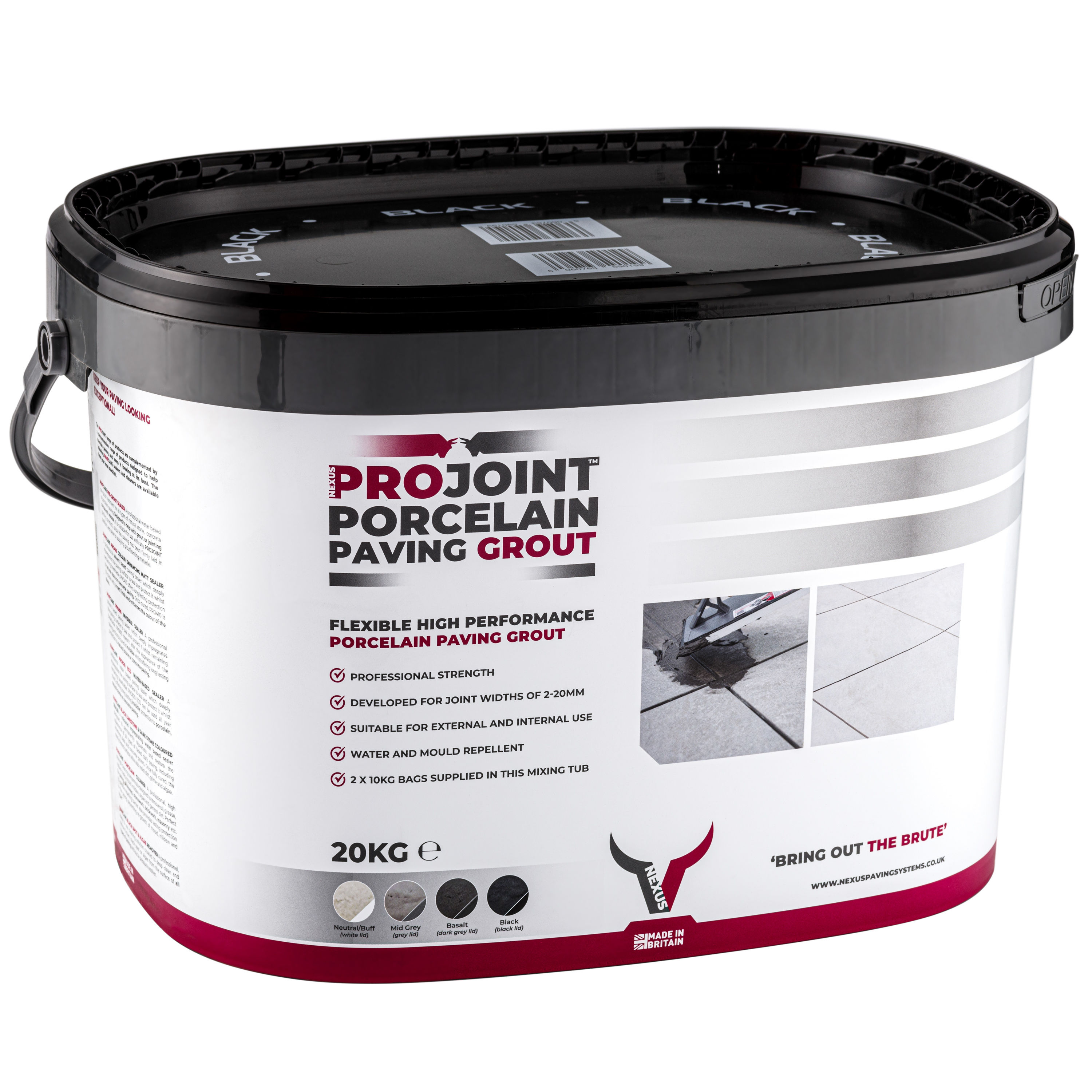 Nexus ProJoint Porcelain Grout Black 20kg