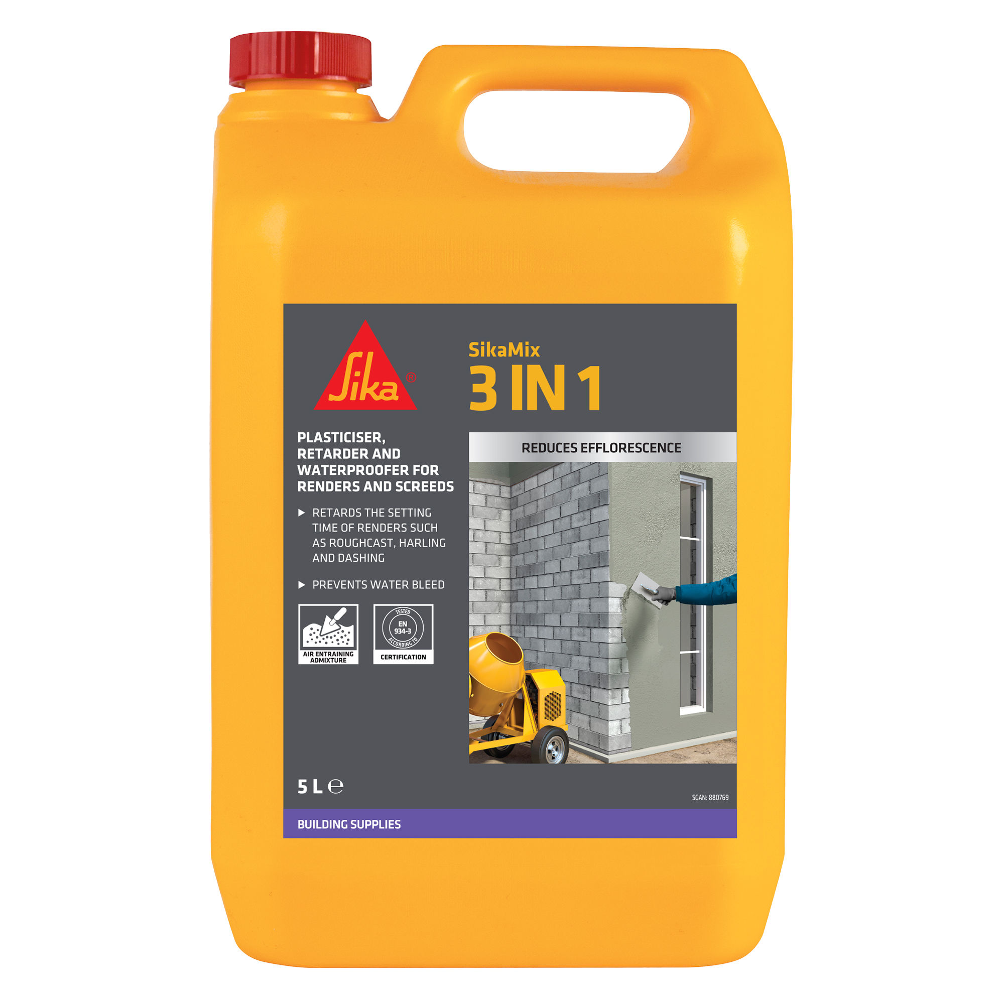 Sika SikaMix 3 in 1 Plasticiser, Retarder and Waterproofer 5L