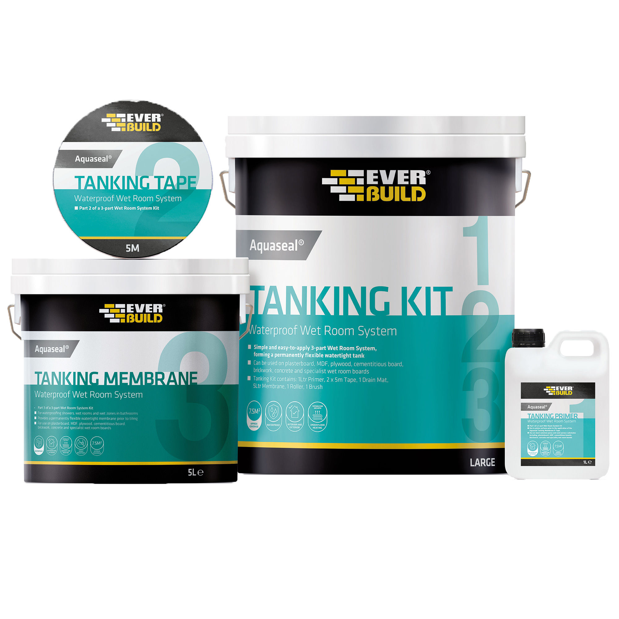 Everbuild Aquaseal Wet Room Tanking Kit Standard 4.5m²