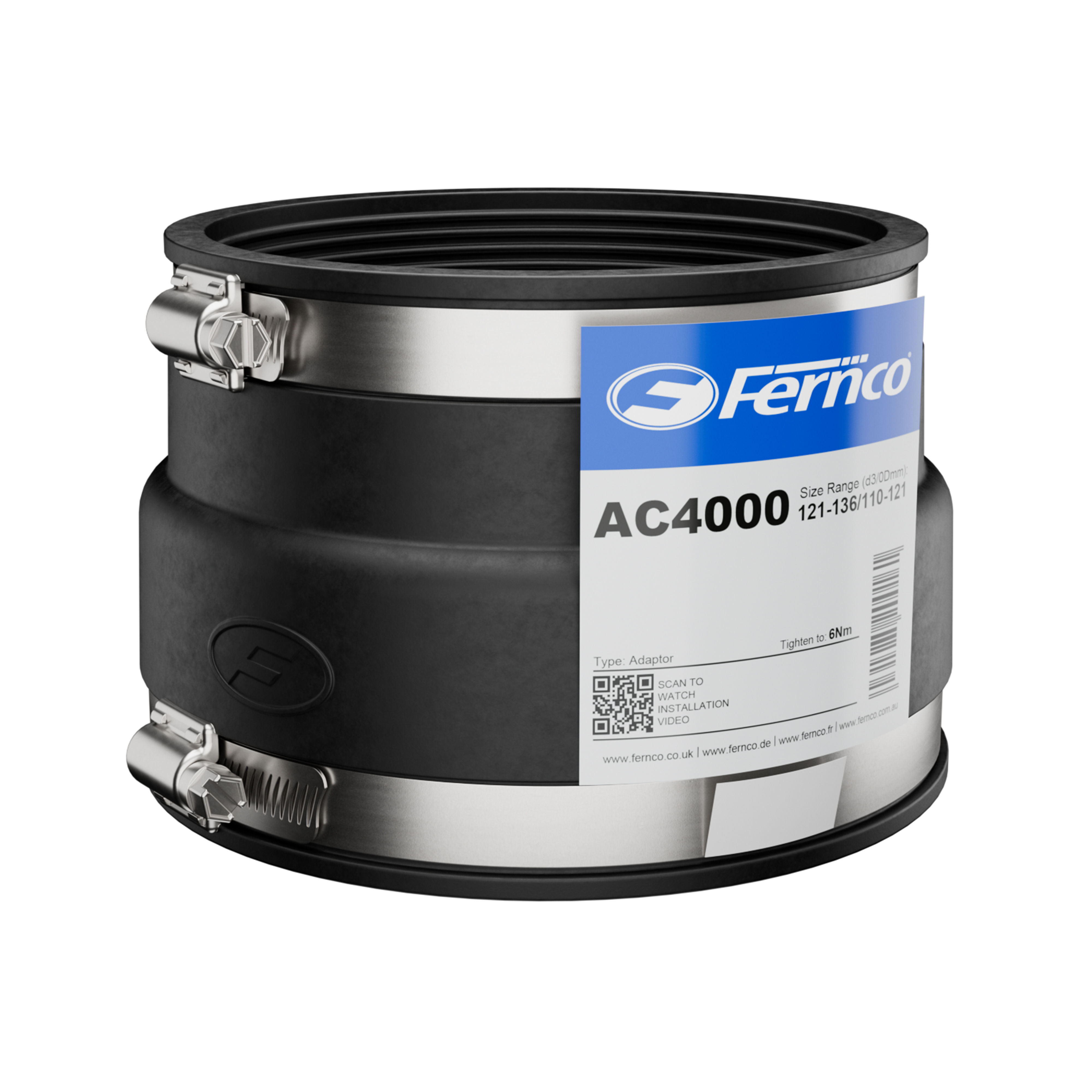 Fernco Adaptor Coupling 121-136mm - AC4000