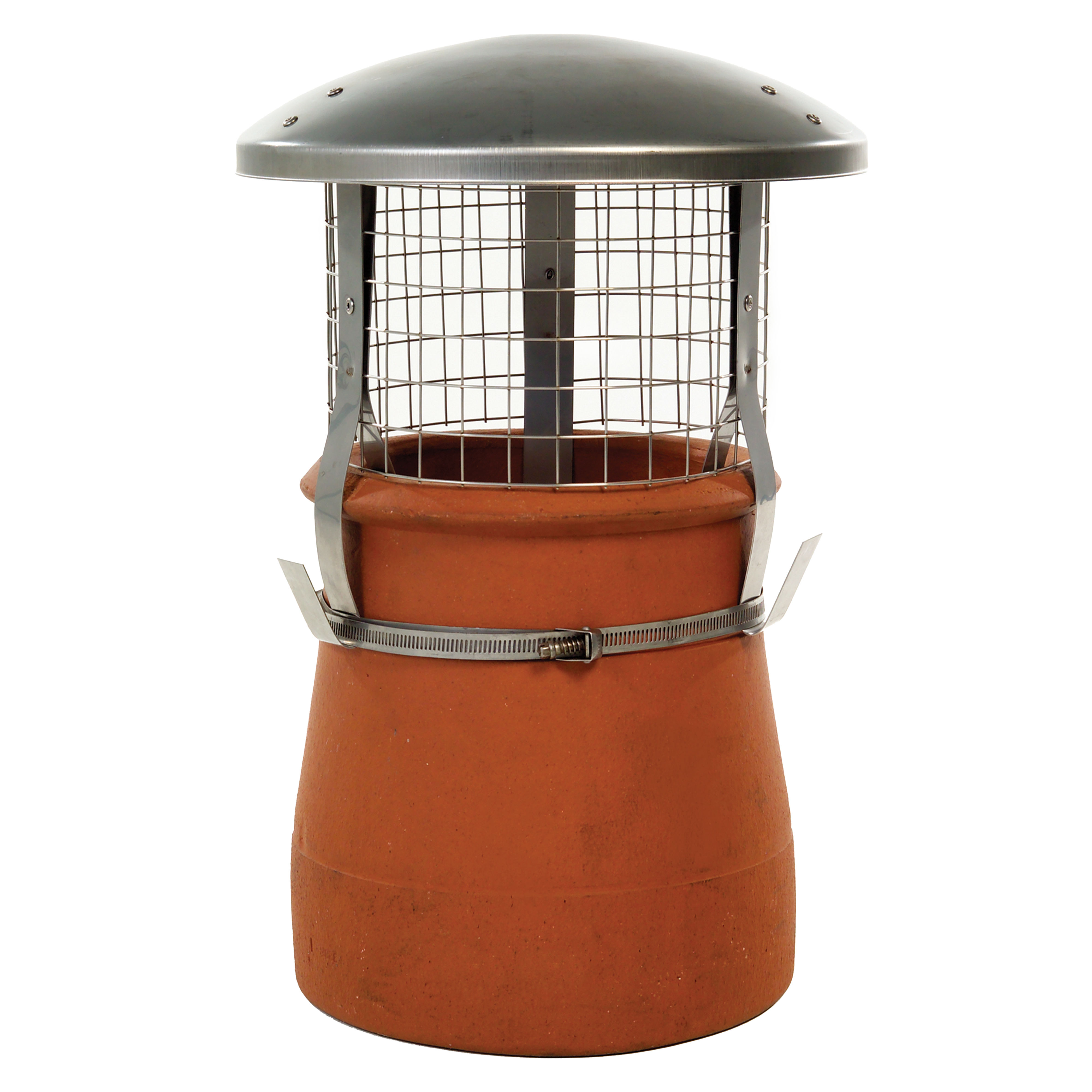 Rain Cowl and Solid Fuel Birdguard and Strap - Stainless Steel