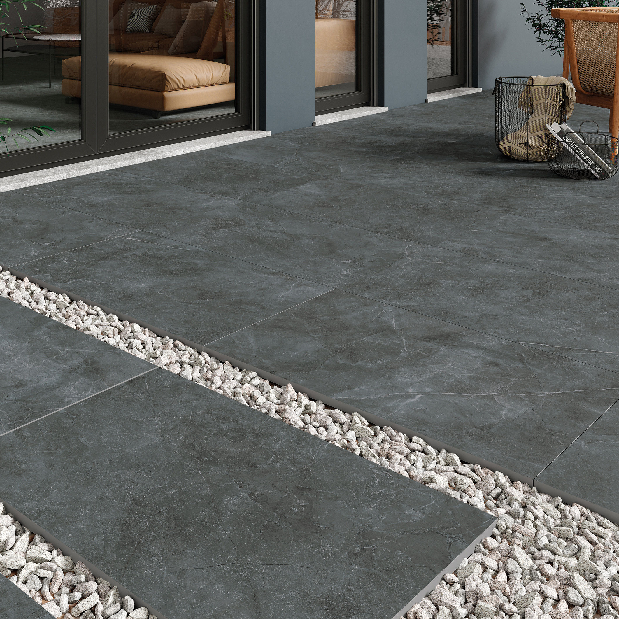 Pavestone Amalfi Porcelain Paving Pack Anthracite 900mm x 600mm x 20mm