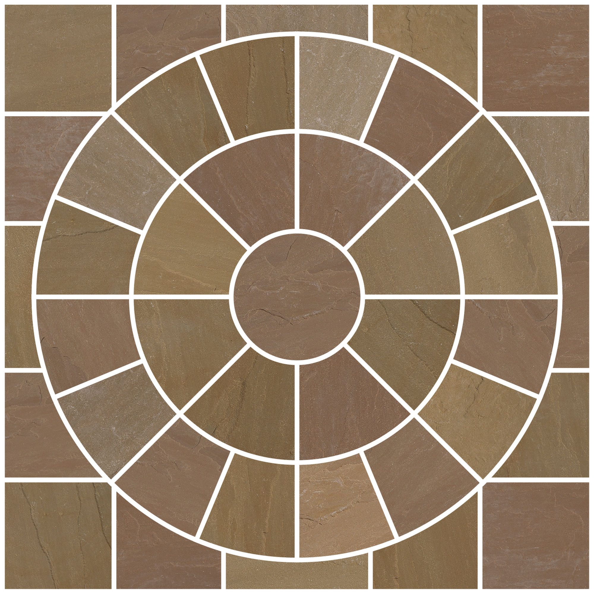 Pavestone Sandstone Circle Feature and Squaring-Off Kit Tudor Oxford 2.4m/2.7m²