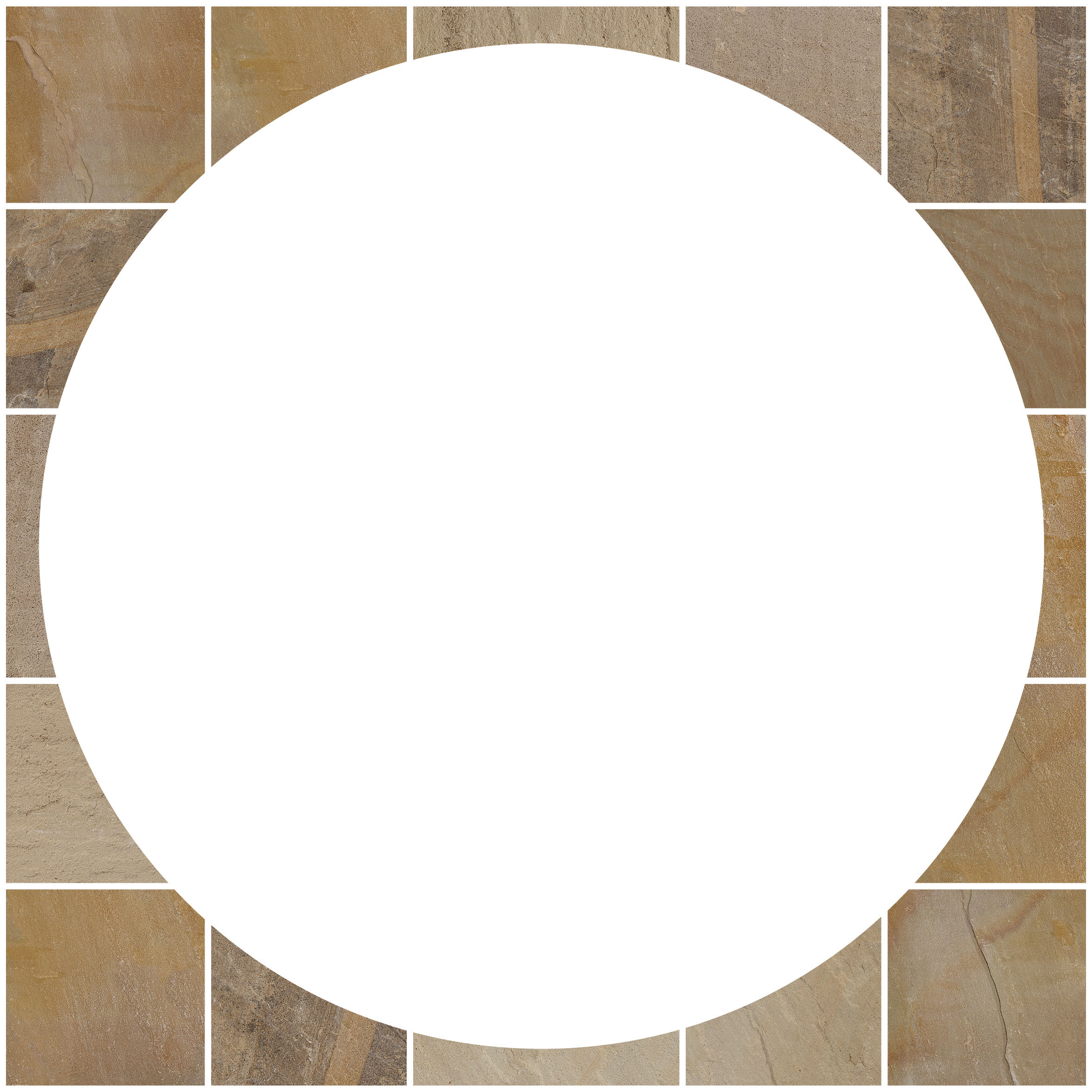 Pavestone Sandstone Circle Feature Squaring-Off Kit Golden Fossil