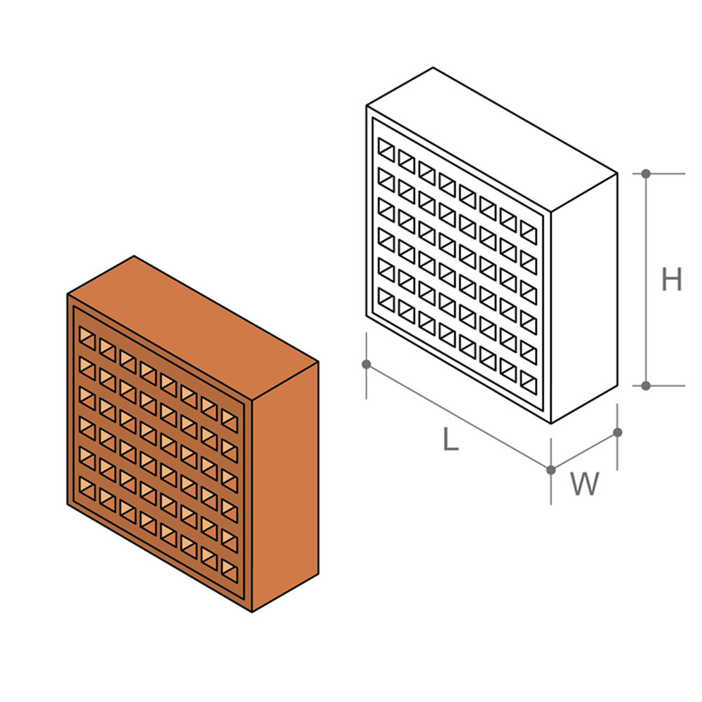 Air Brick Square Hole Buff (220mm x 70mm) 9" x 3"
