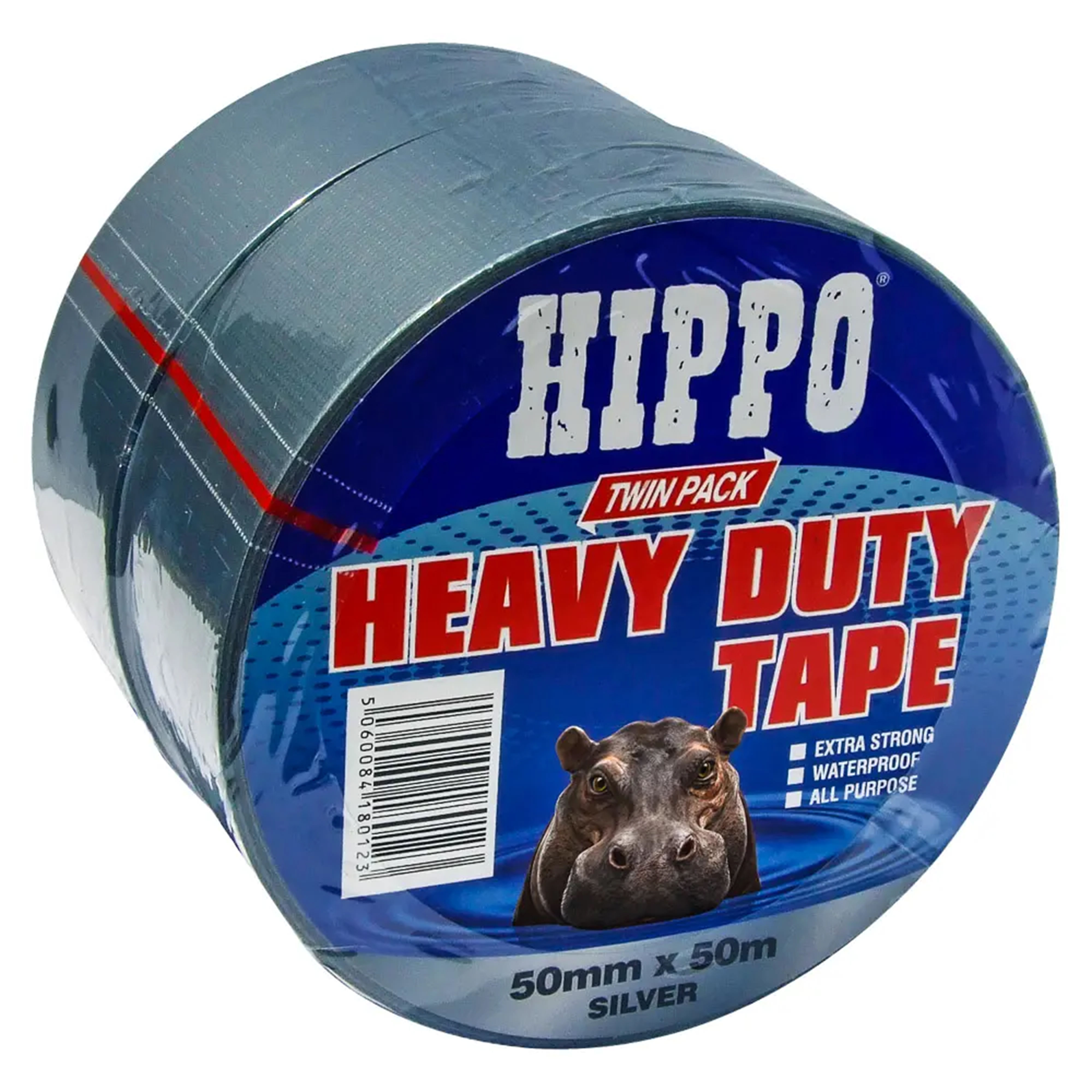 Hippo Heavy Duty Duct Tape (Twin Pack) Silver 50mm x 50m