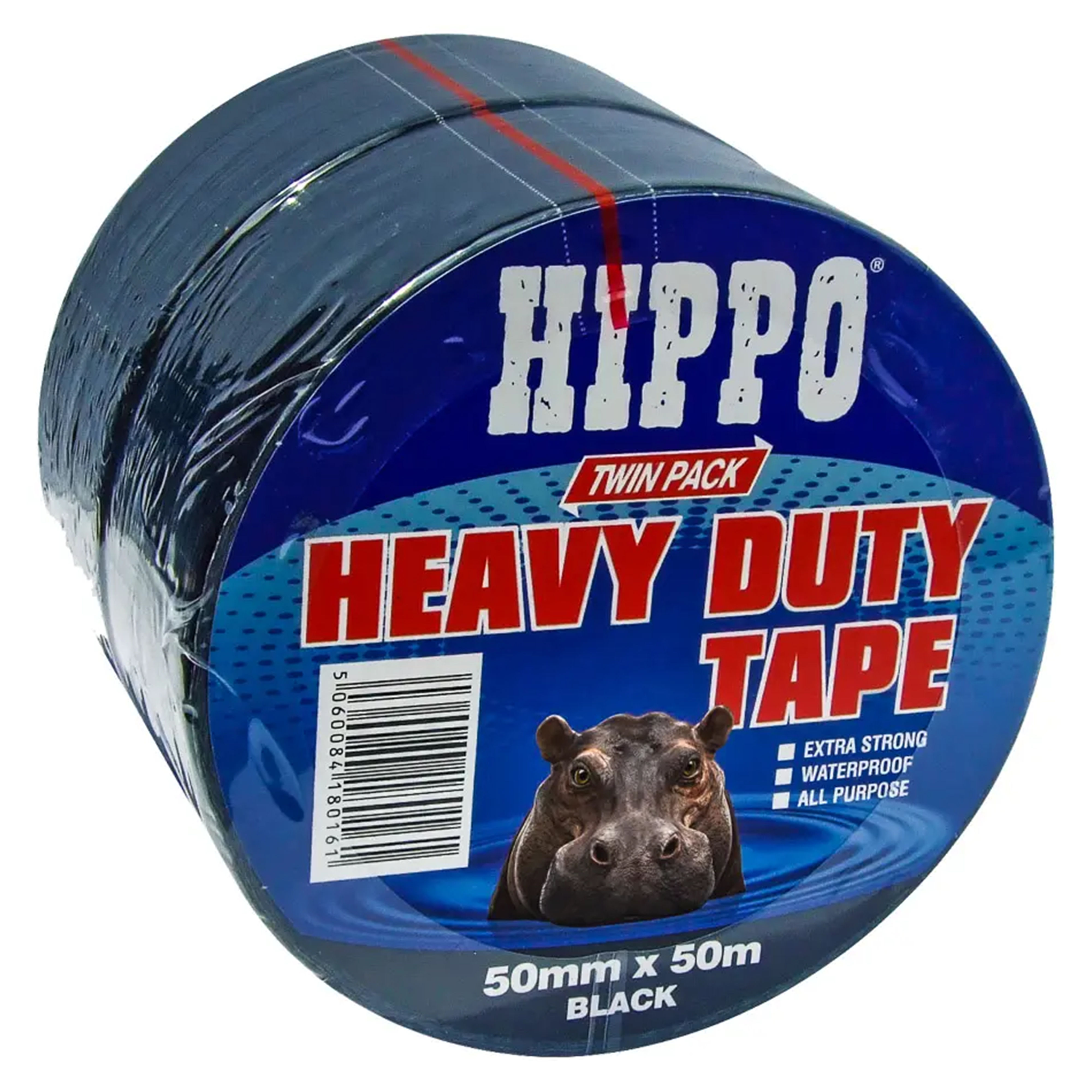 Hippo Heavy Duty Duct Tape (Twin Pack) Black 50mm x 50m