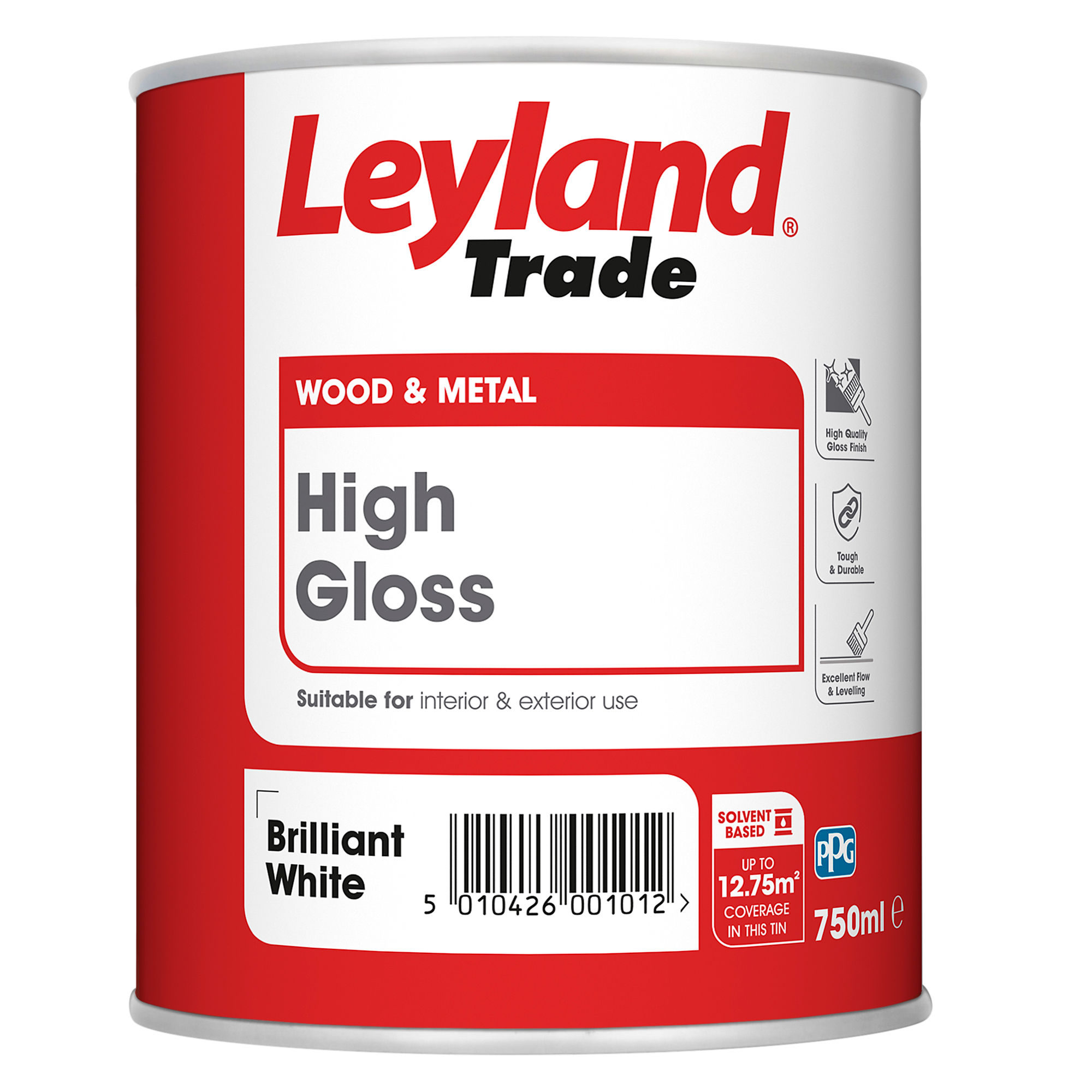 Leyland Trade High Gloss Paint Brilliant White 750ml