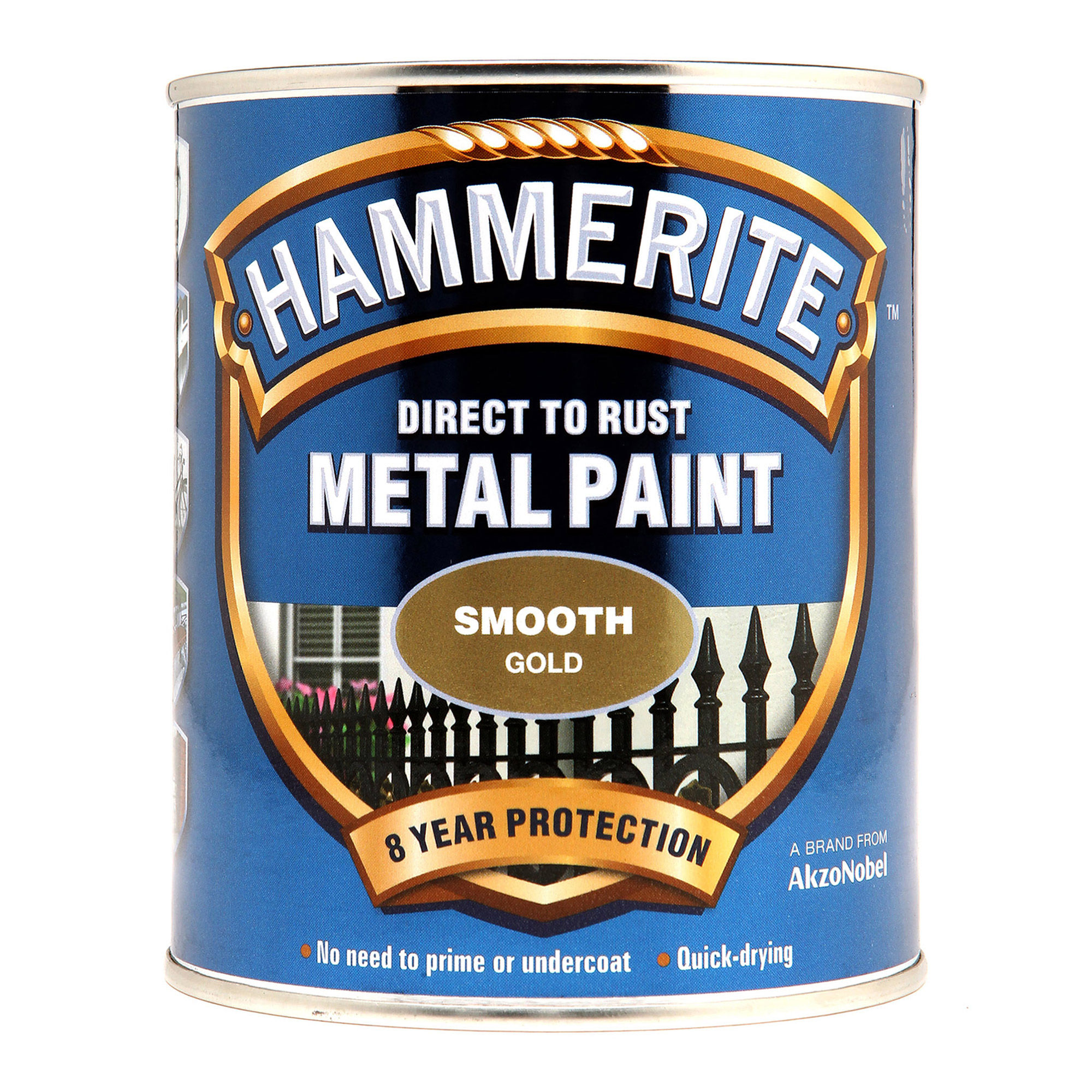 Hammerite Direct to Rust Metal Paint Smooth Finish Gold