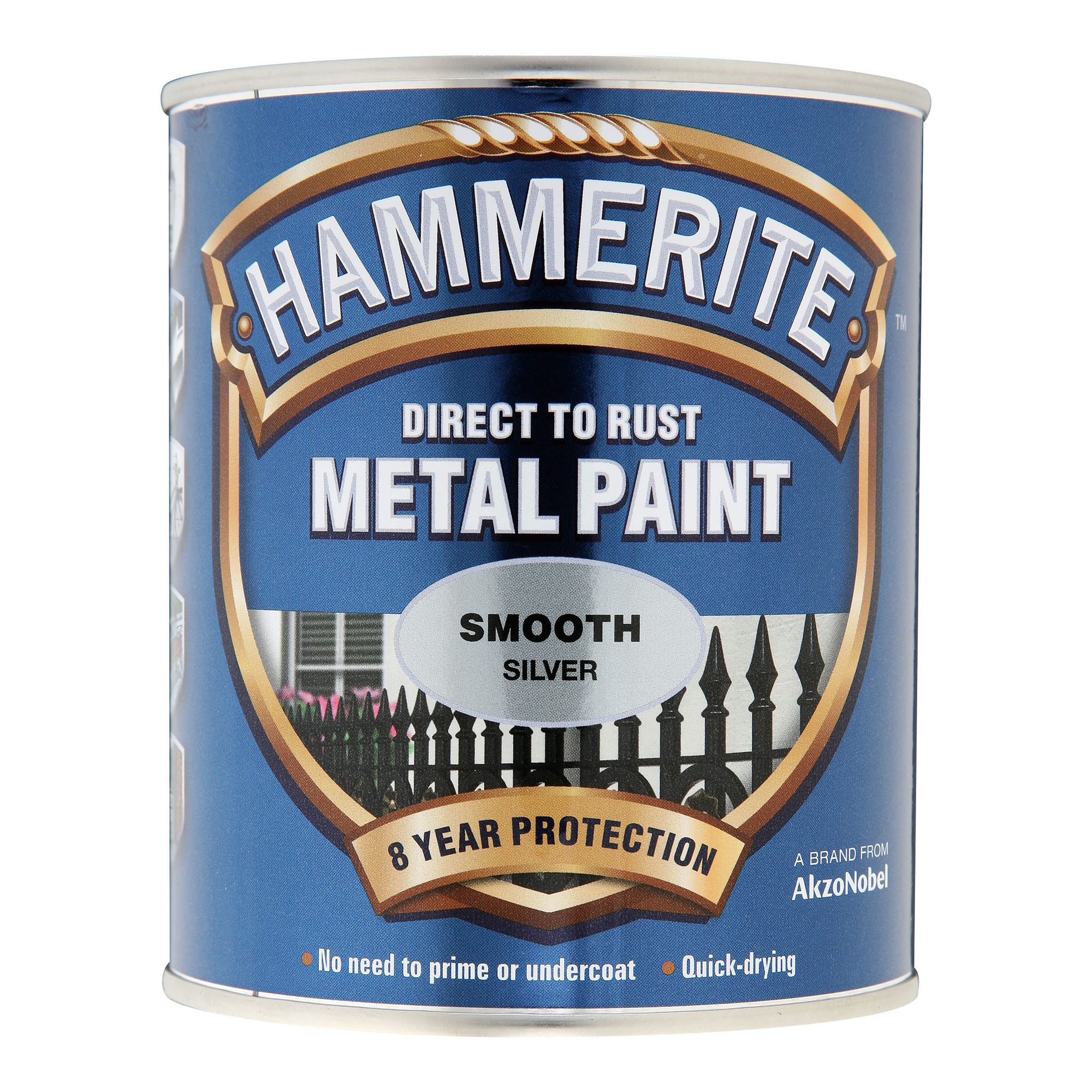Hammerite Direct to Rust Metal Paint Smooth Finish Silver