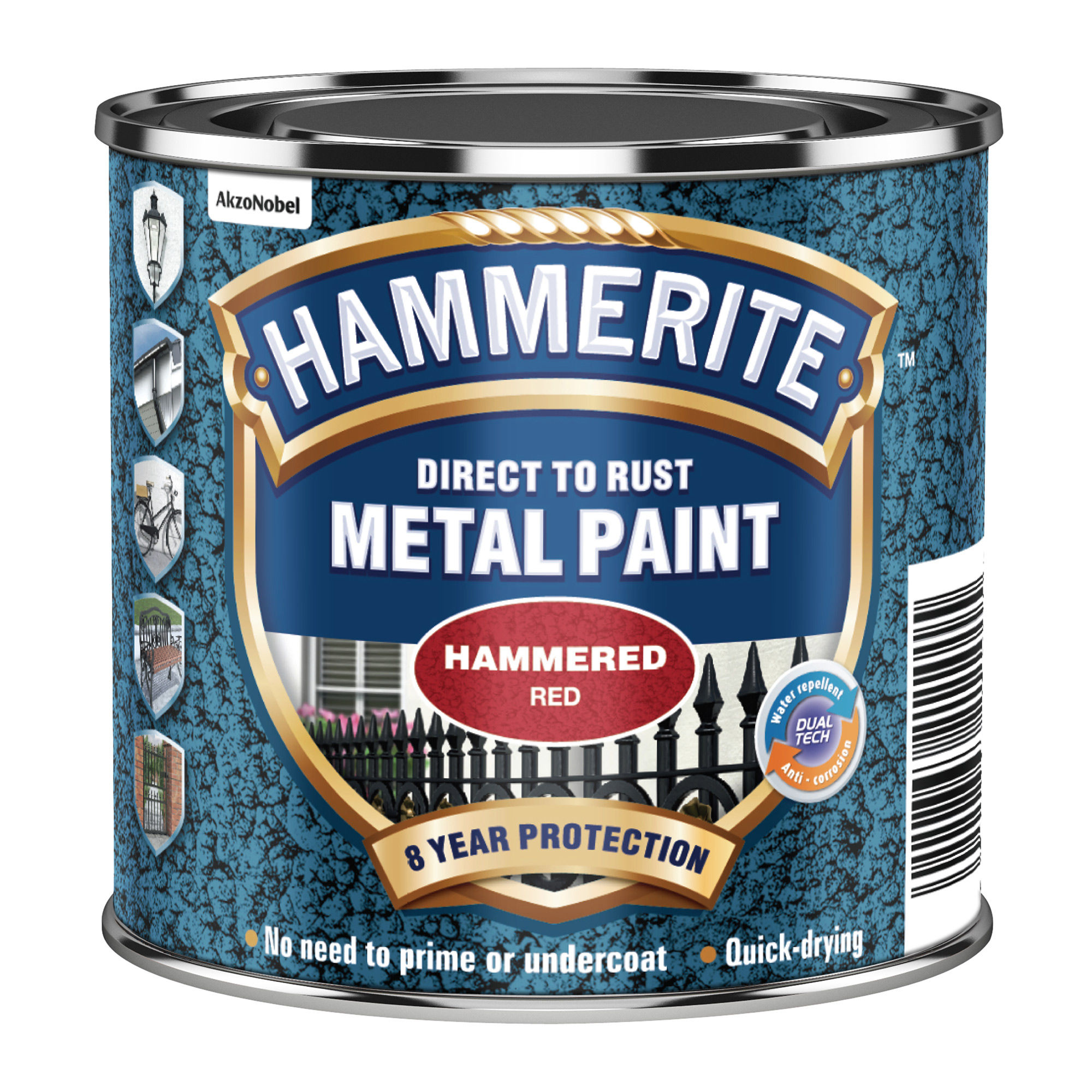 Hammerite Direct to Rust Metal Paint Hammered Finish Red 250ml