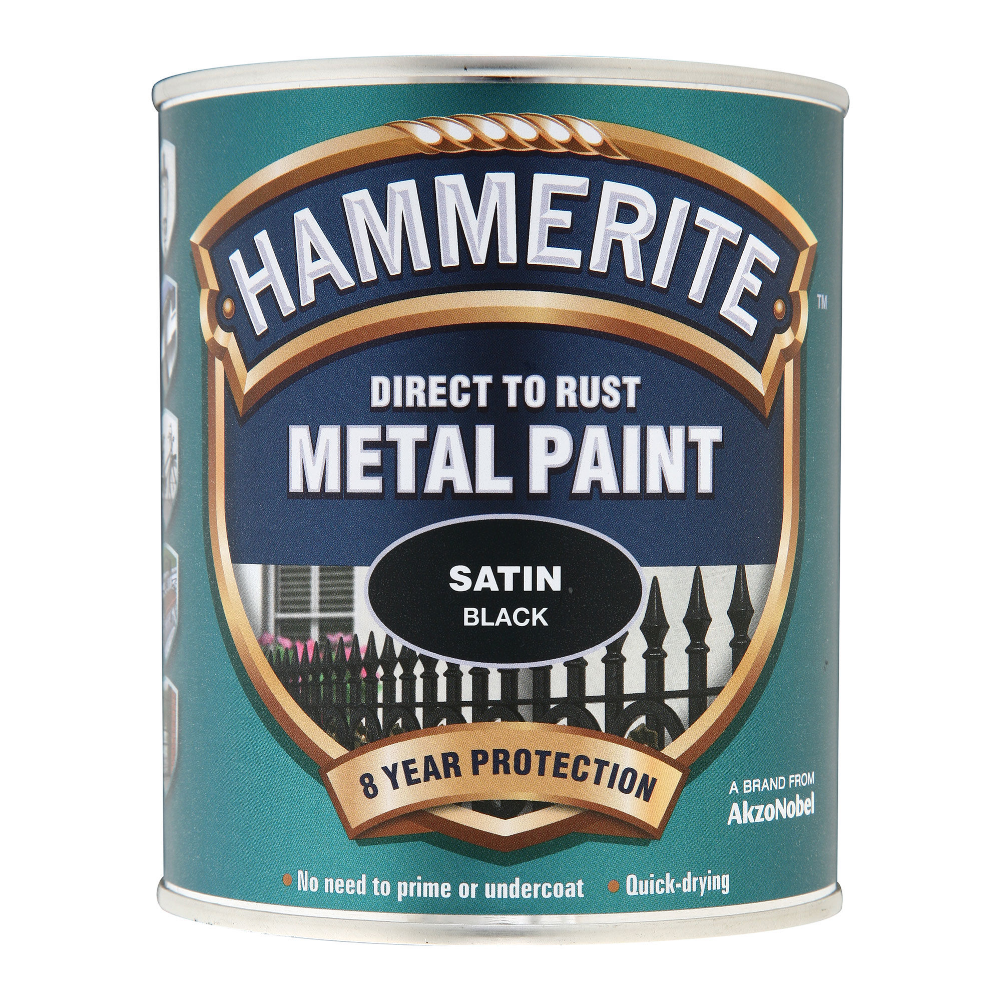 Hammerite Direct to Rust Metal Paint Satin Finish Black