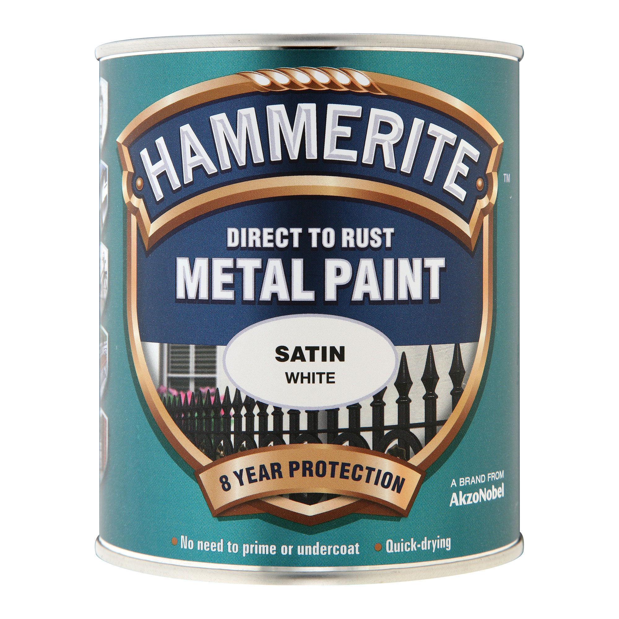 Hammerite Direct to Rust Metal Paint Satin Finish White
