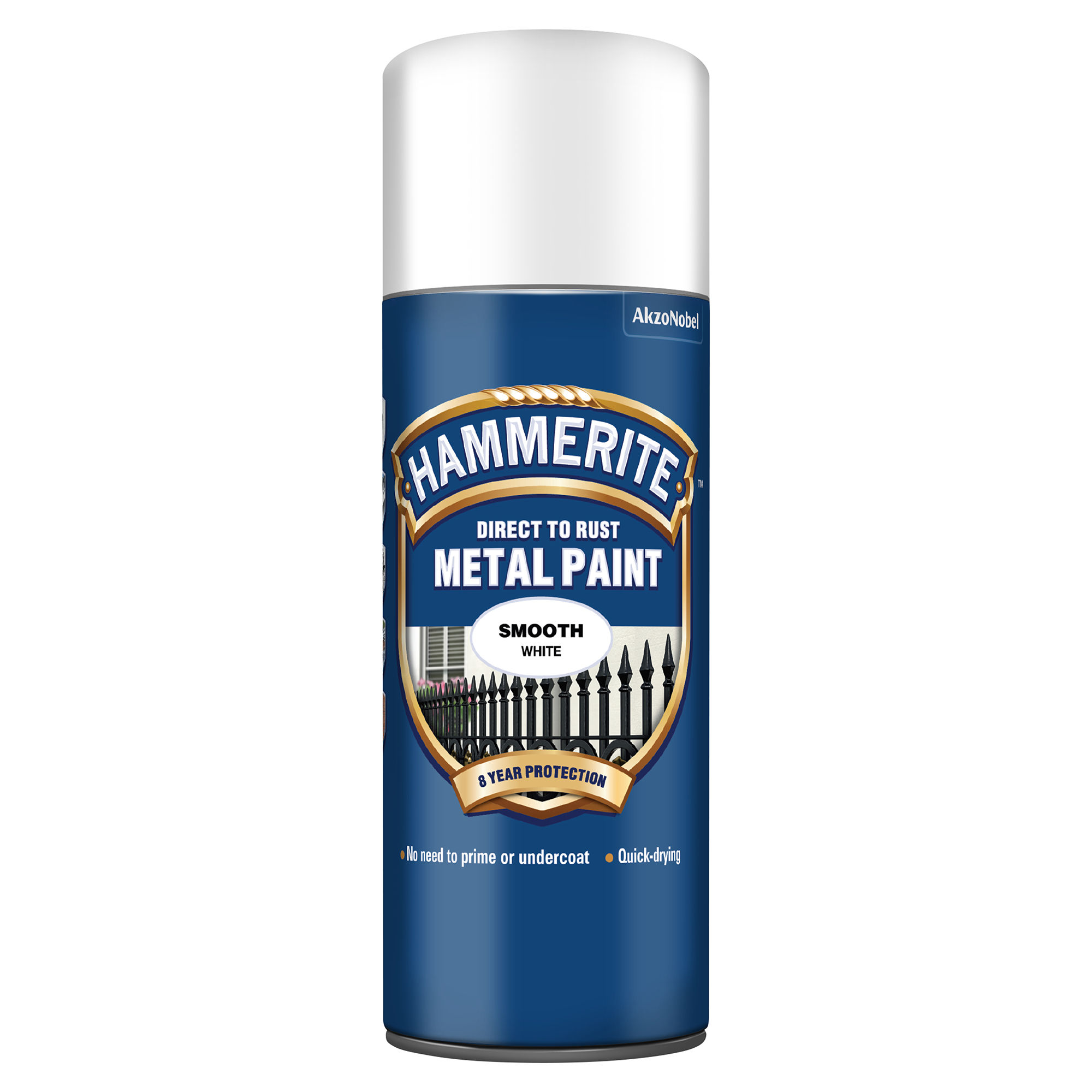 Hammerite Direct to Rust Metal Paint Aerosol Smooth Finish White 400ml