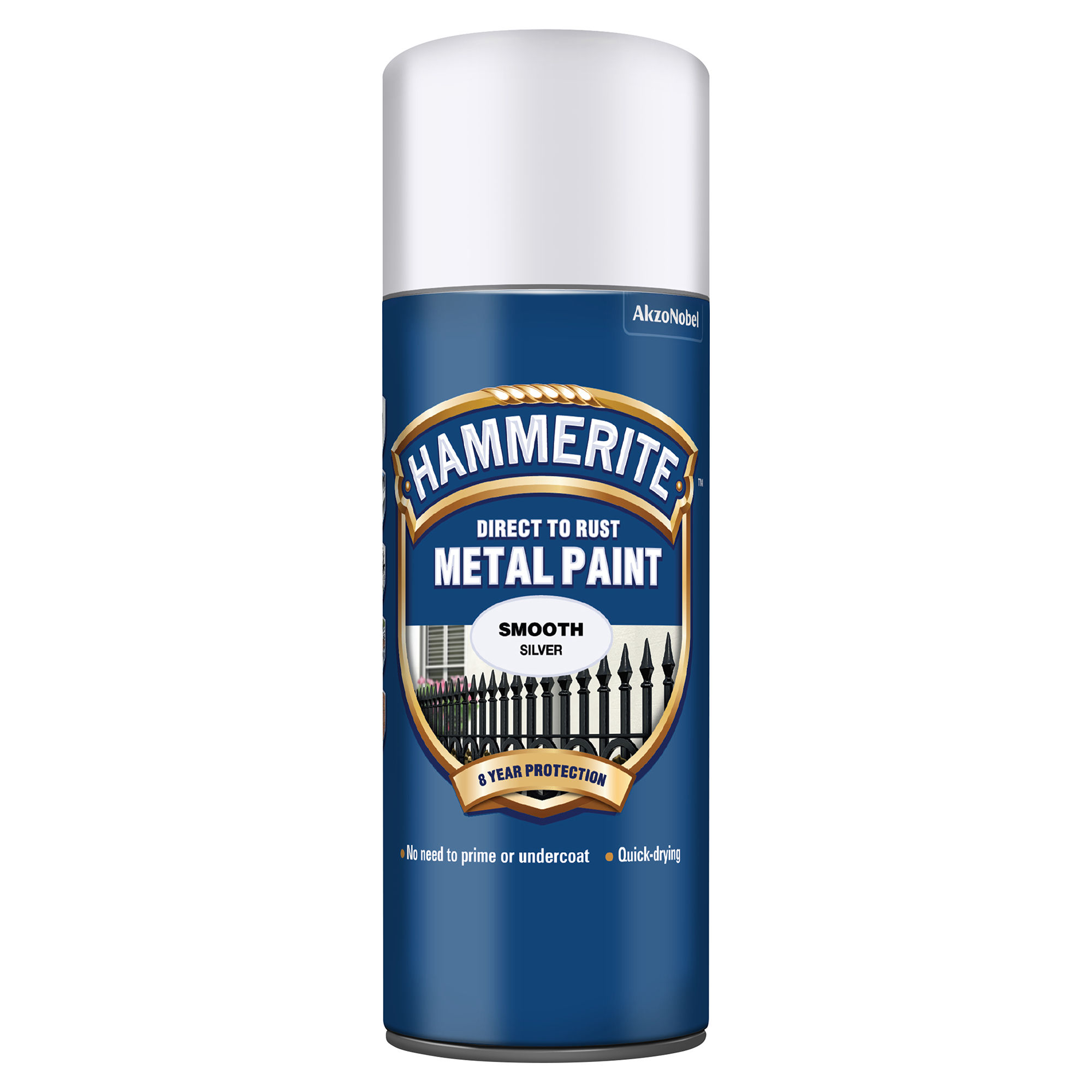 Hammerite Direct to Rust Metal Paint Aerosol Smooth Finish Silver 400ml