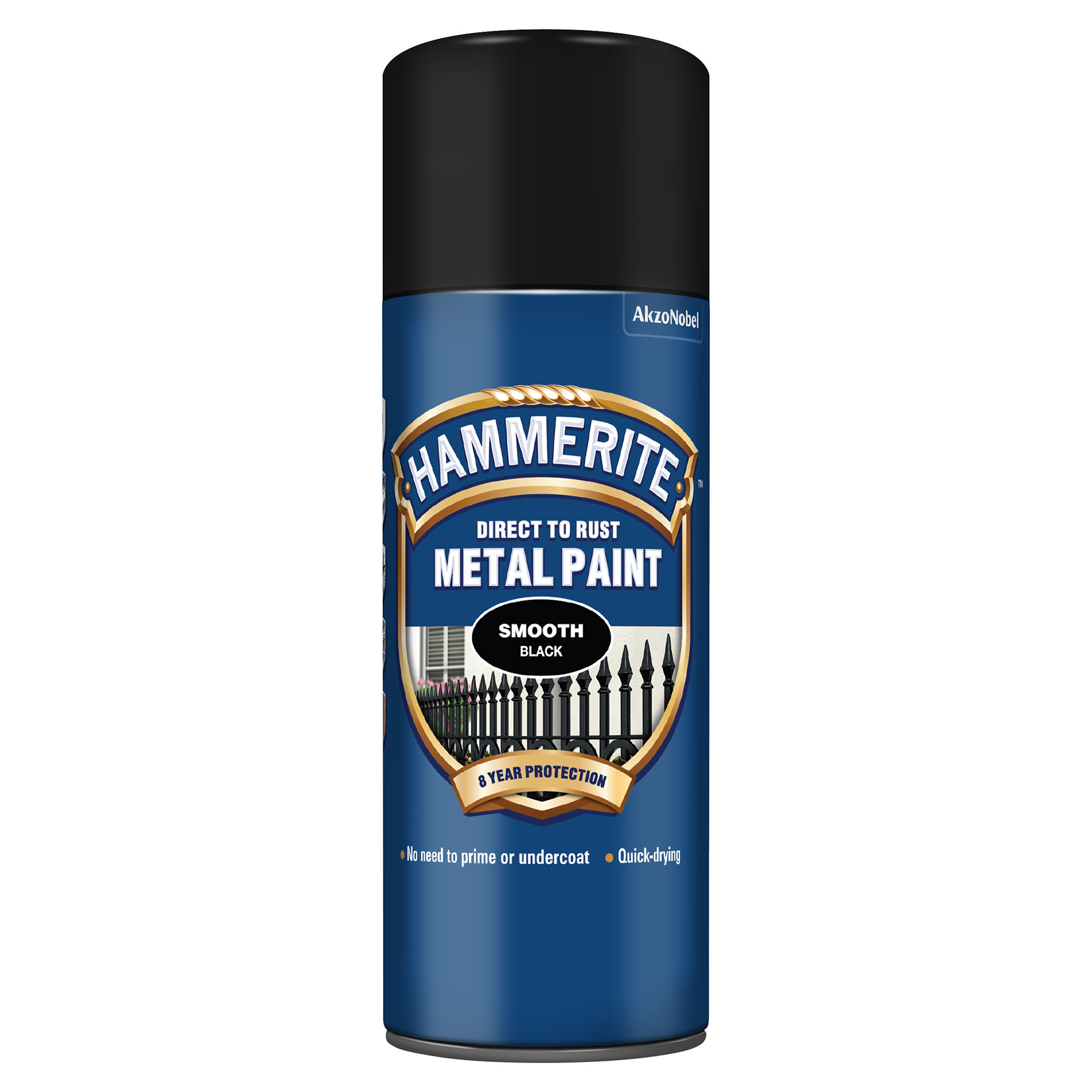 Hammerite Direct to Rust Metal Paint Aerosol Smooth Finish Black 400ml