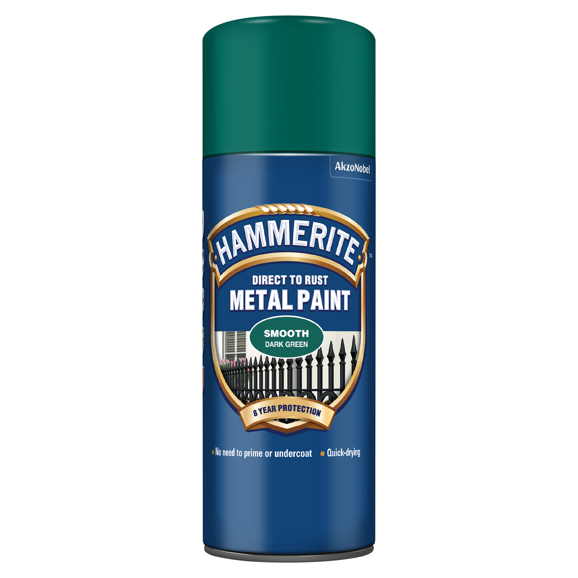 Hammerite Direct to Rust Metal Paint Aerosol Smooth Finish Dark Green 400ml