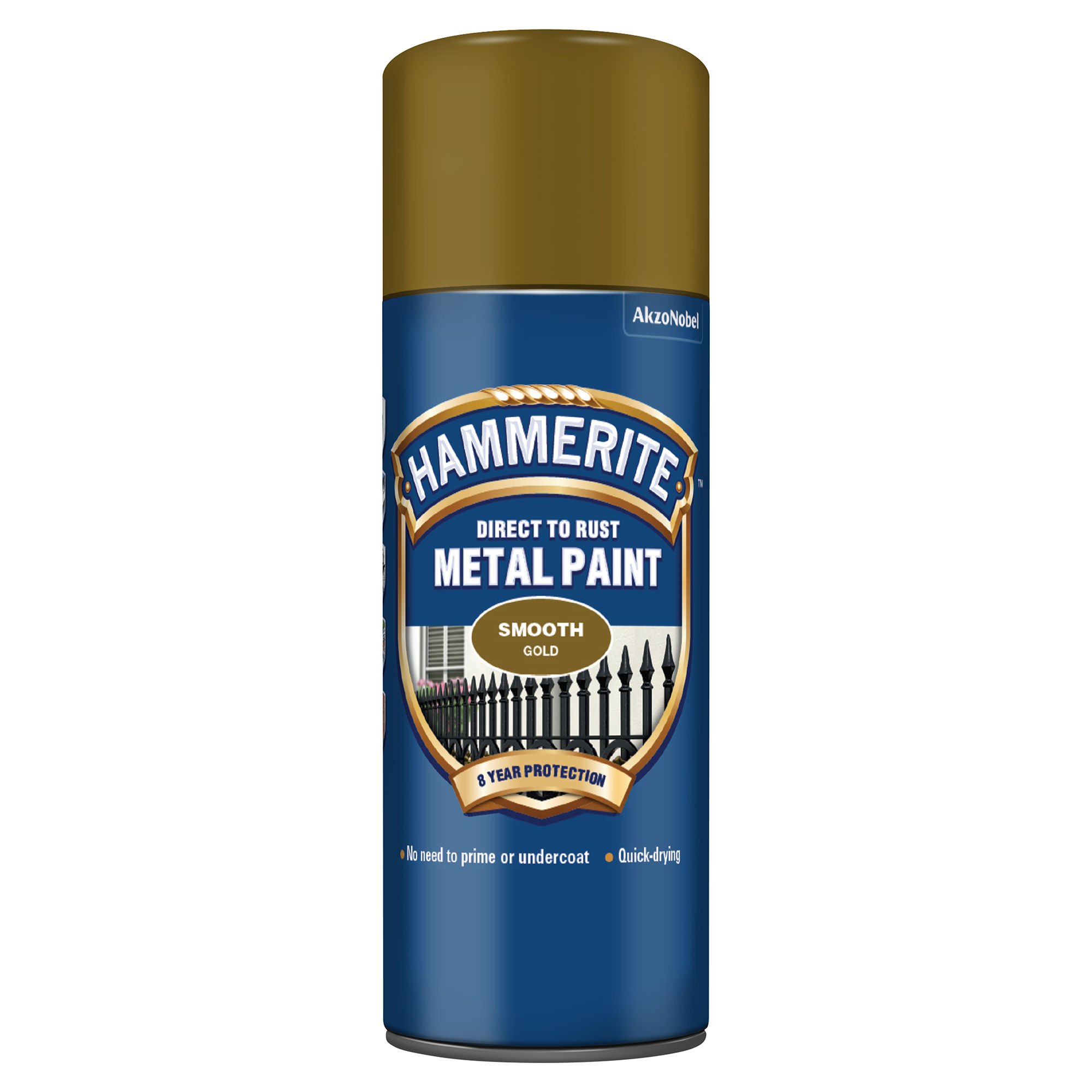 Hammerite Direct to Rust Metal Paint Aerosol Smooth Finish Gold 400ml