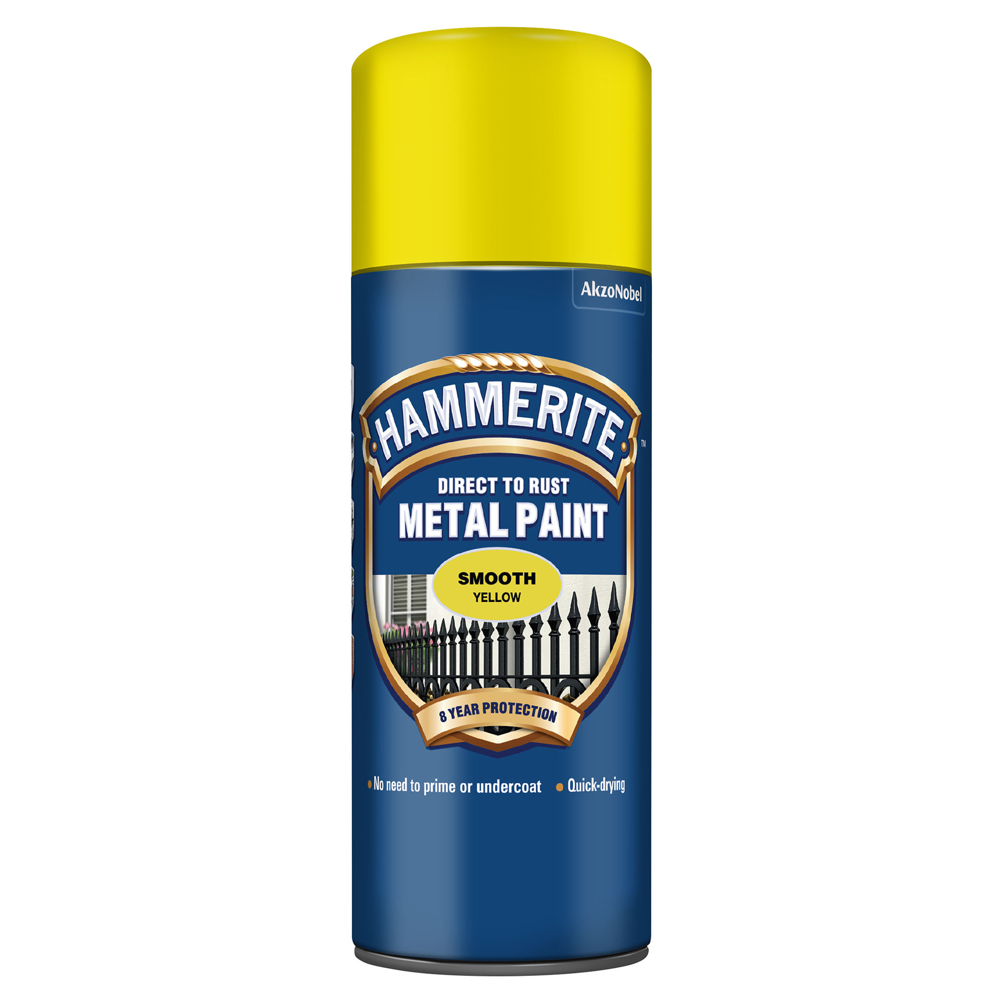 Hammerite Direct to Rust Metal Paint Aerosol Smooth Finish Yellow 400ml