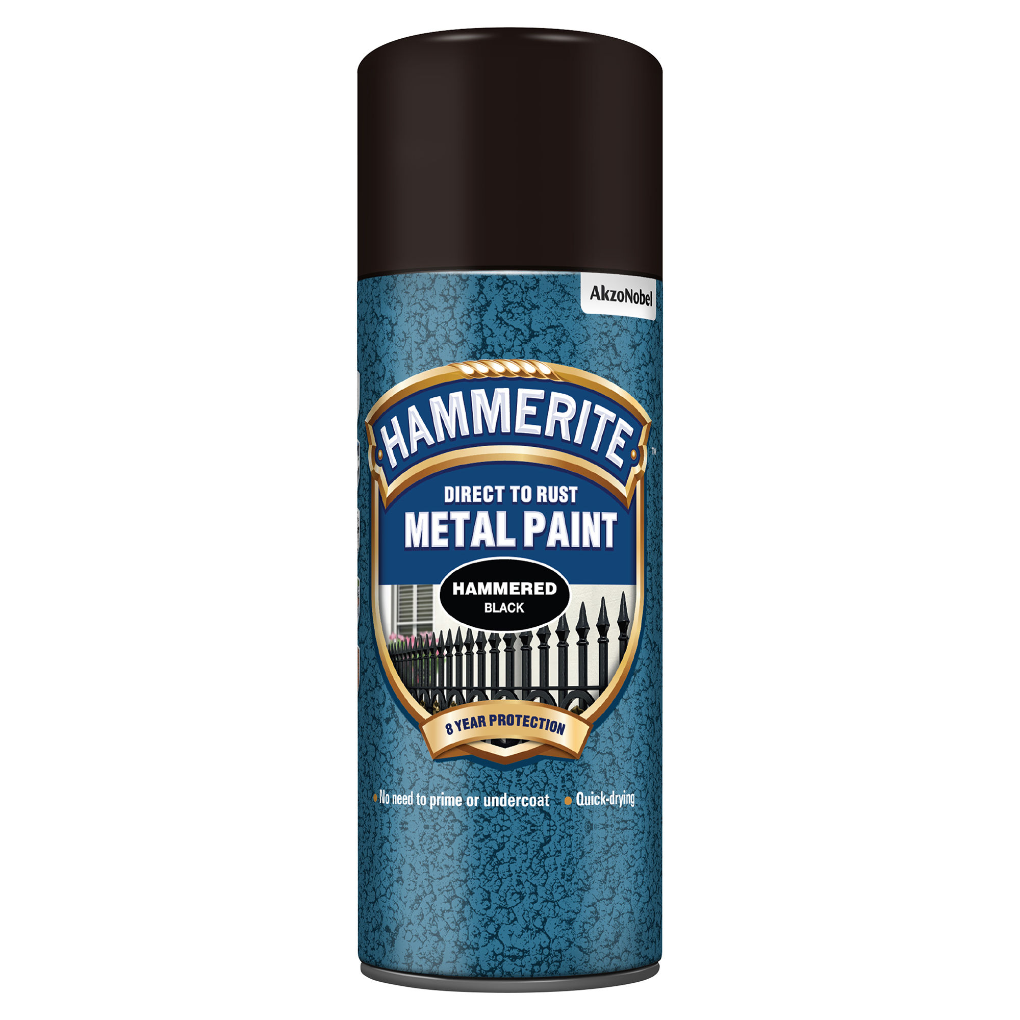 Hammerite Direct to Rust Metal Paint Aerosol - Hammered Finish - Black (400ml)