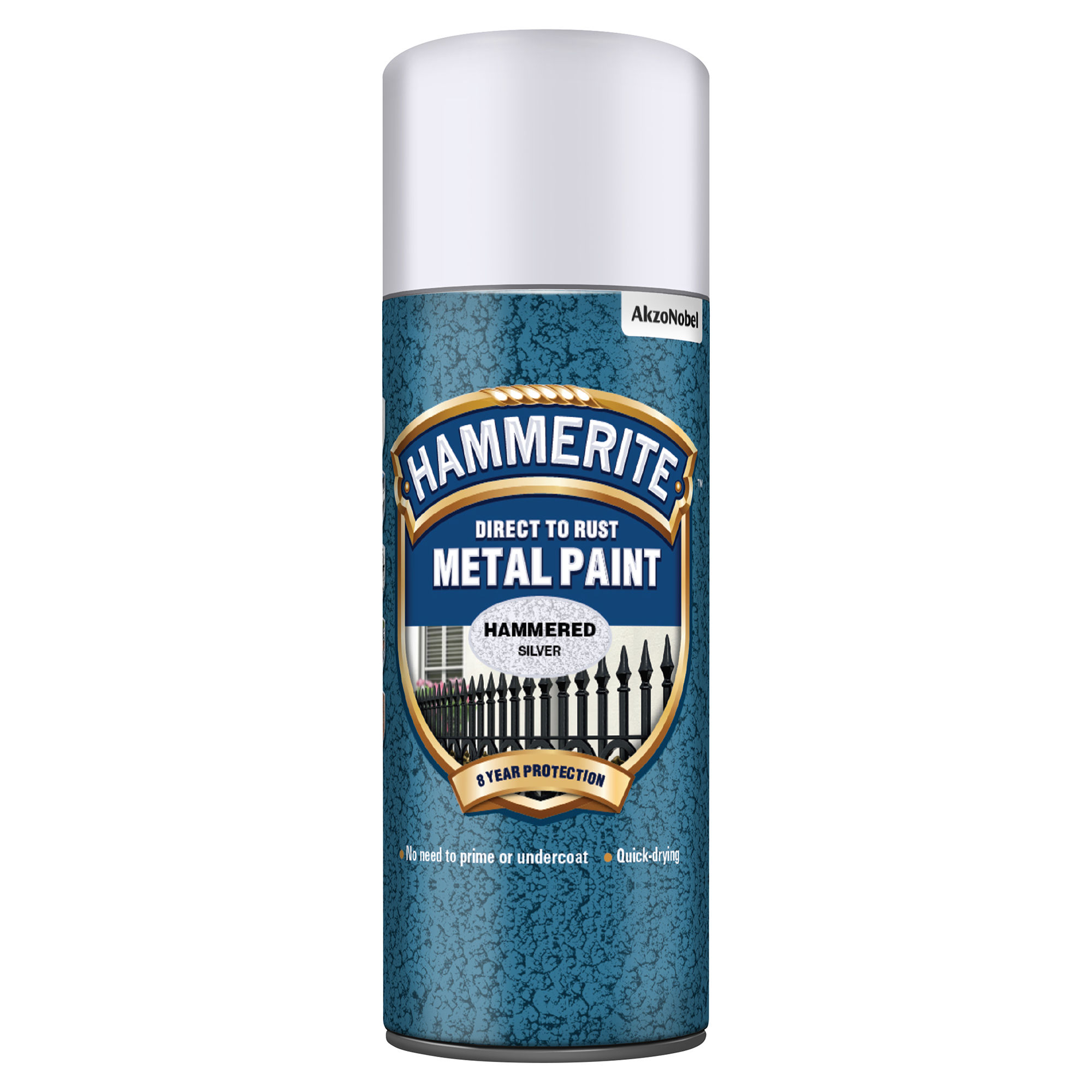 Hammerite Direct to Rust Metal Paint Aerosol Hammered Finish Silver 400ml