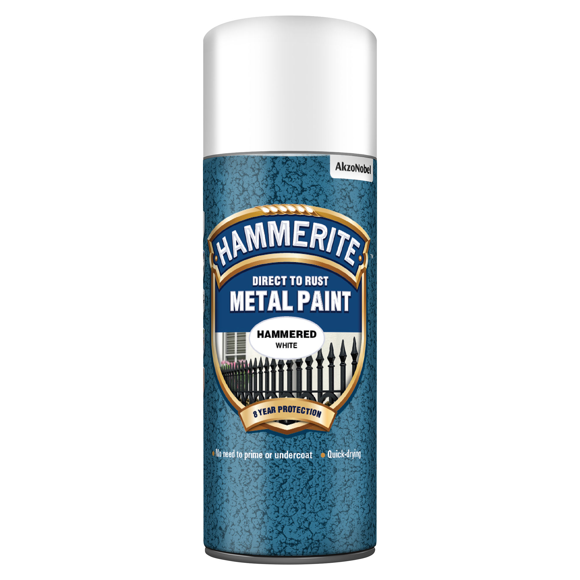 Hammerite Direct to Rust Metal Paint Aerosol Hammered Finish White 400ml