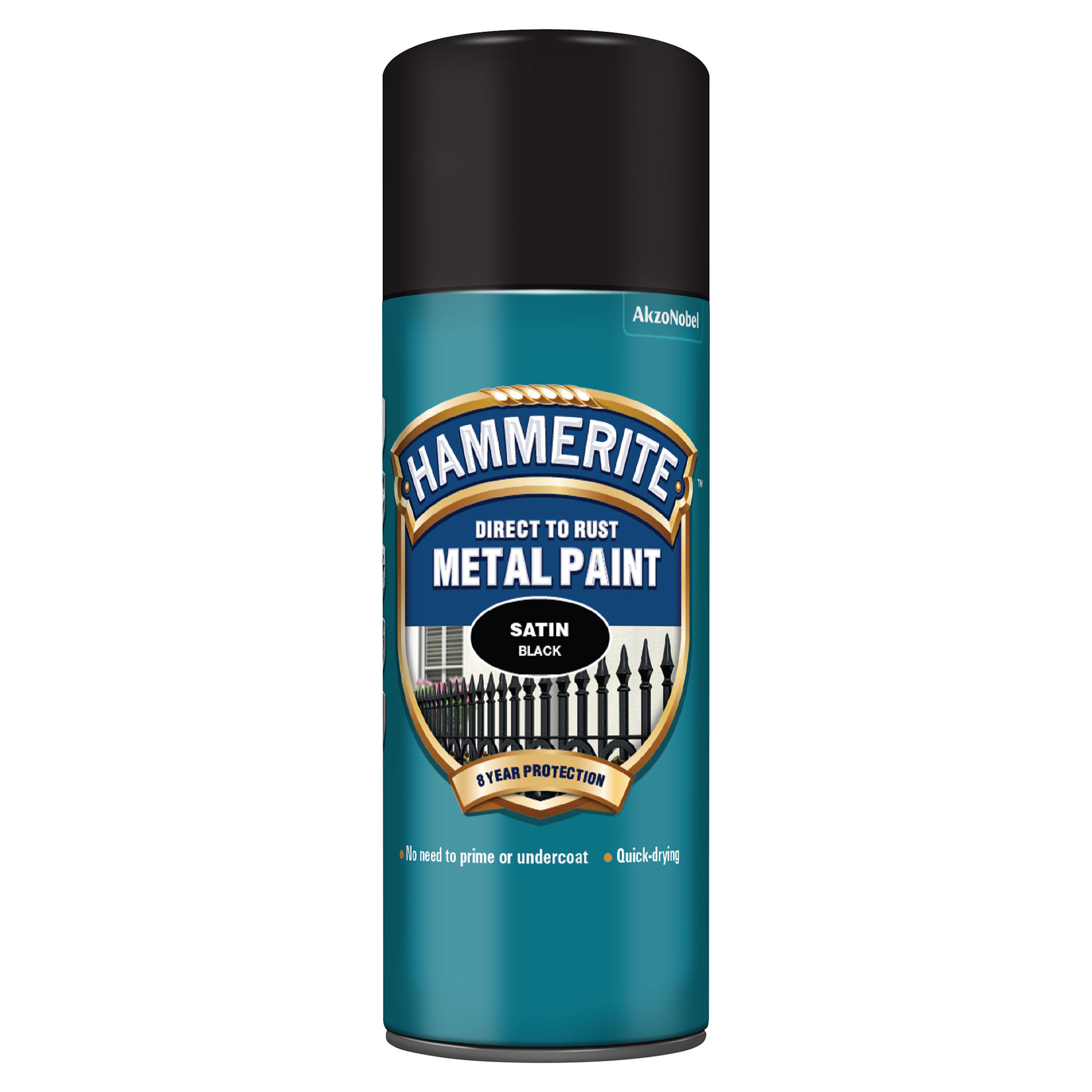 Hammerite Direct to Rust Metal Paint Aerosol Satin Black 400ml