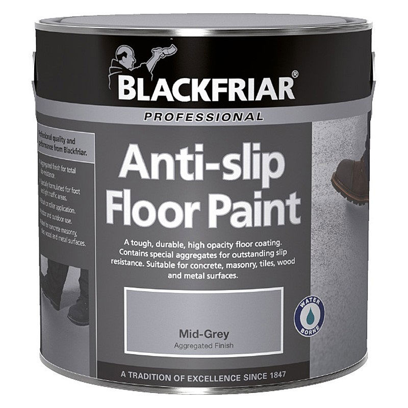 Rust-Oleum Blackfriar Anti Slip Floor Paint Gloss Mid Grey 1L - BF2040002D1