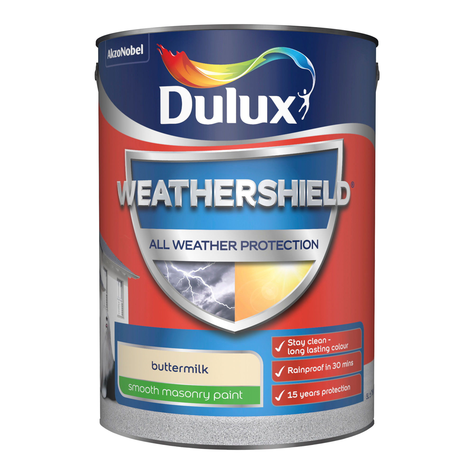 Dulux Weathershield All Weather Protection Smooth Masonry Paint - Buttermilk (5L)