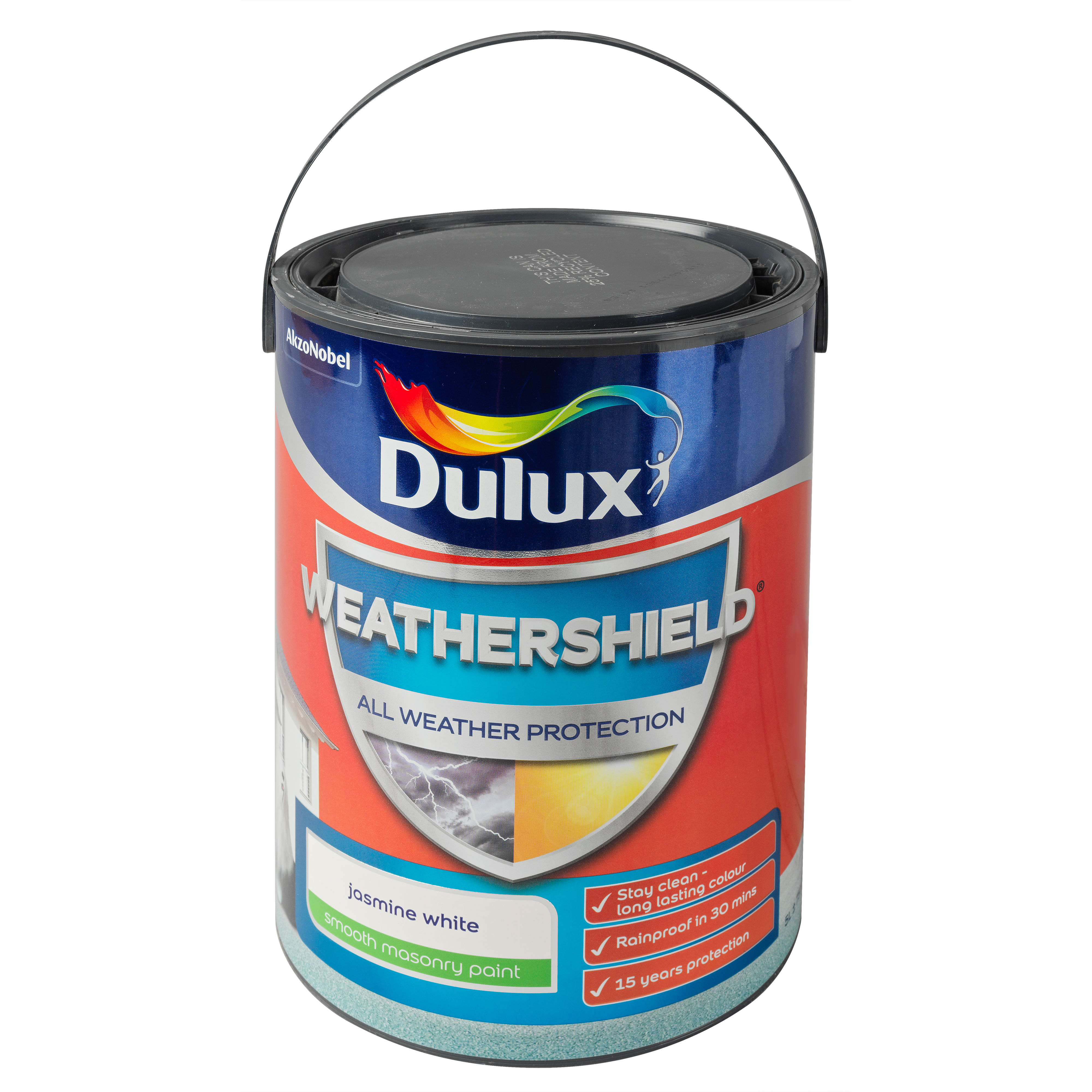 Dulux Weathershield All Weather Protection Smooth Masonry Paint - Jasmine White (5L)