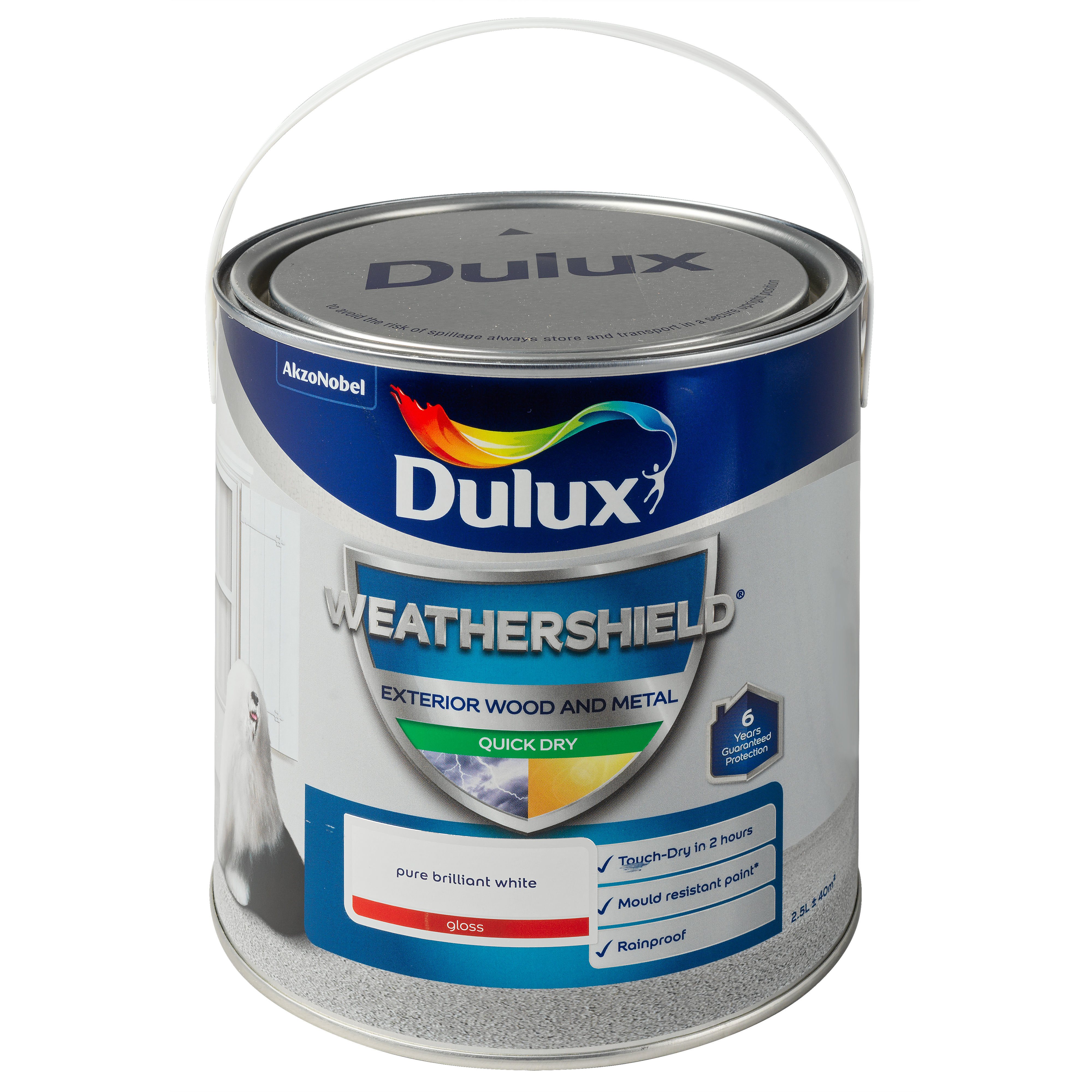 Dulux Weathershield Quick Dry Gloss Paint Pure Brilliant White