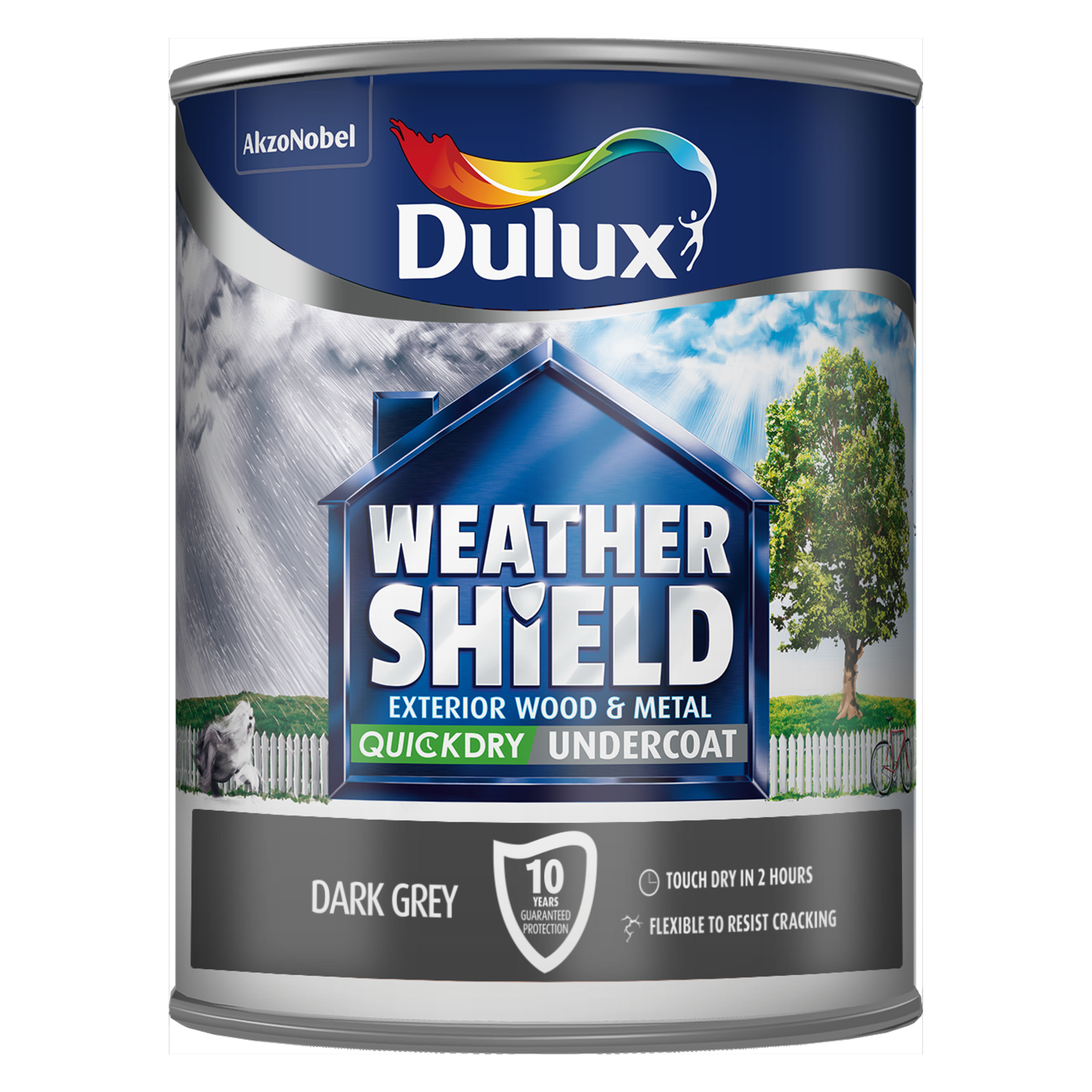 Dulux Weathershield Quick Dry Undercoat Paint - Dark Grey (750ml)