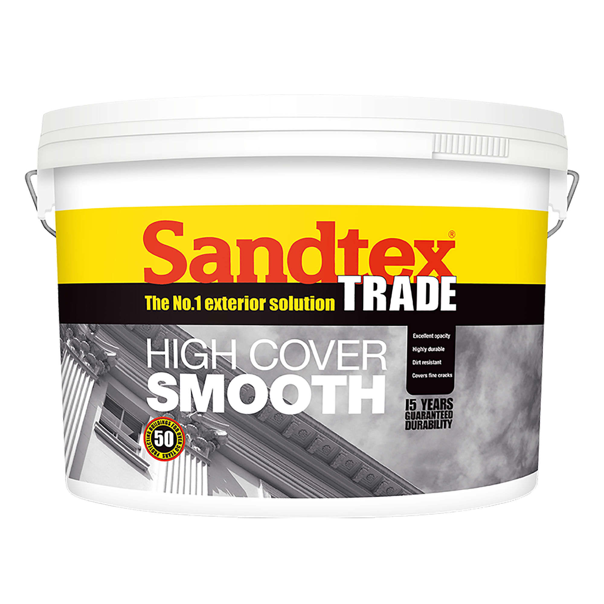 Sandtex Trade High Cover Smooth Masonry Paint Brilliant White 10L