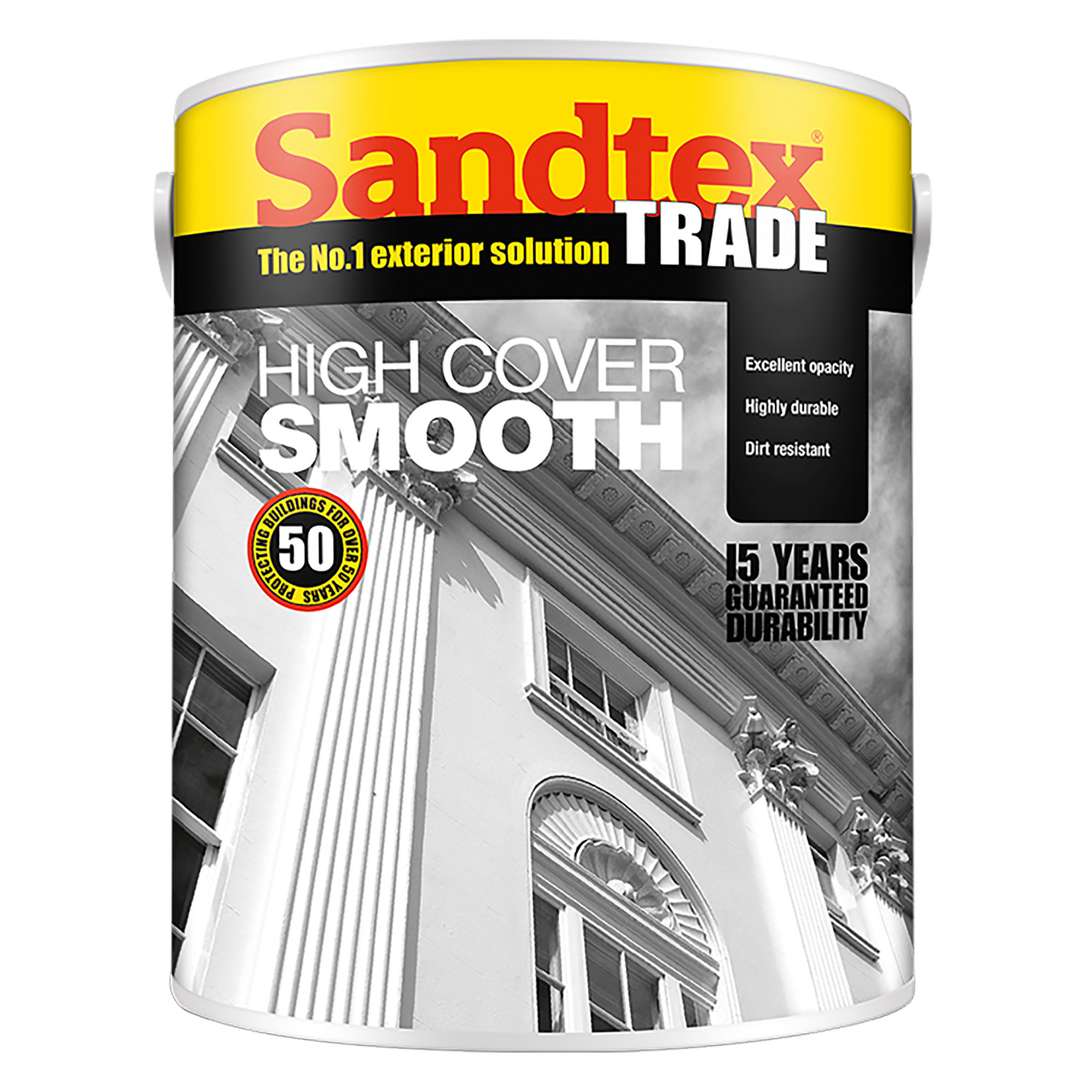 Sandtex Trade High Cover Smooth Masonry Paint Brilliant White 5L