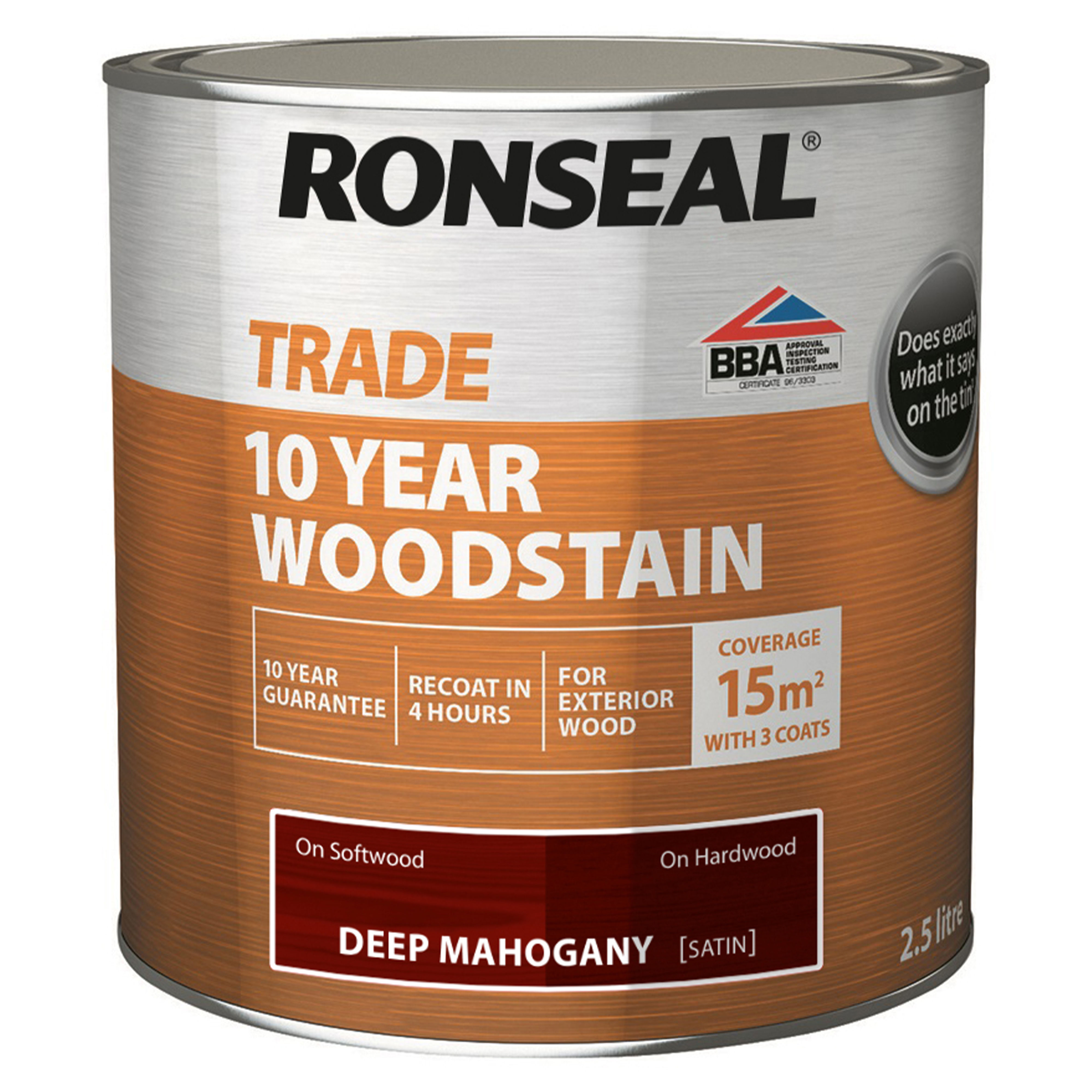 Ronseal Trade 10 Year Woodstain Deep Mahogany 2.5L