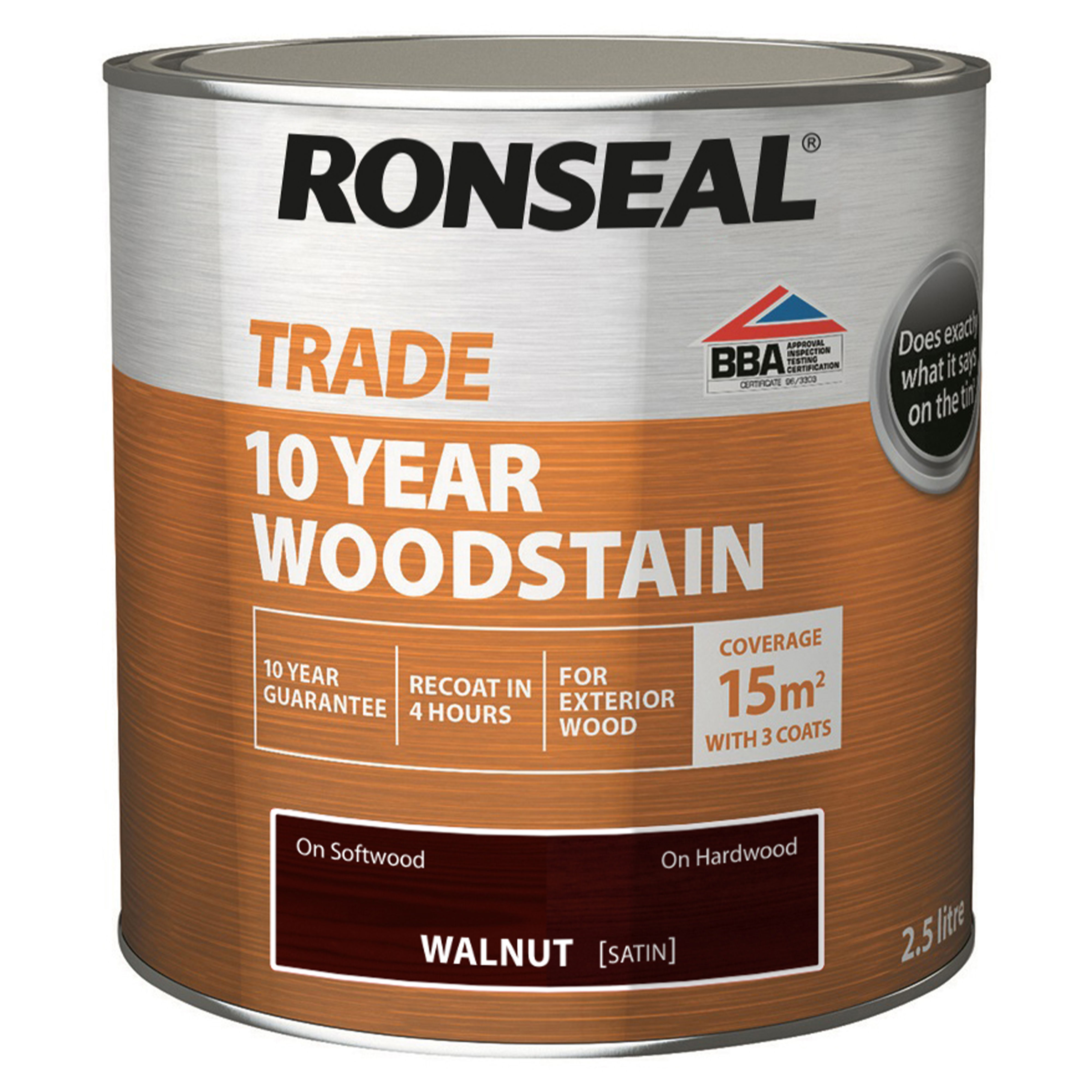 Ronseal Trade 10 Year Woodstain Walnut 2.5L
