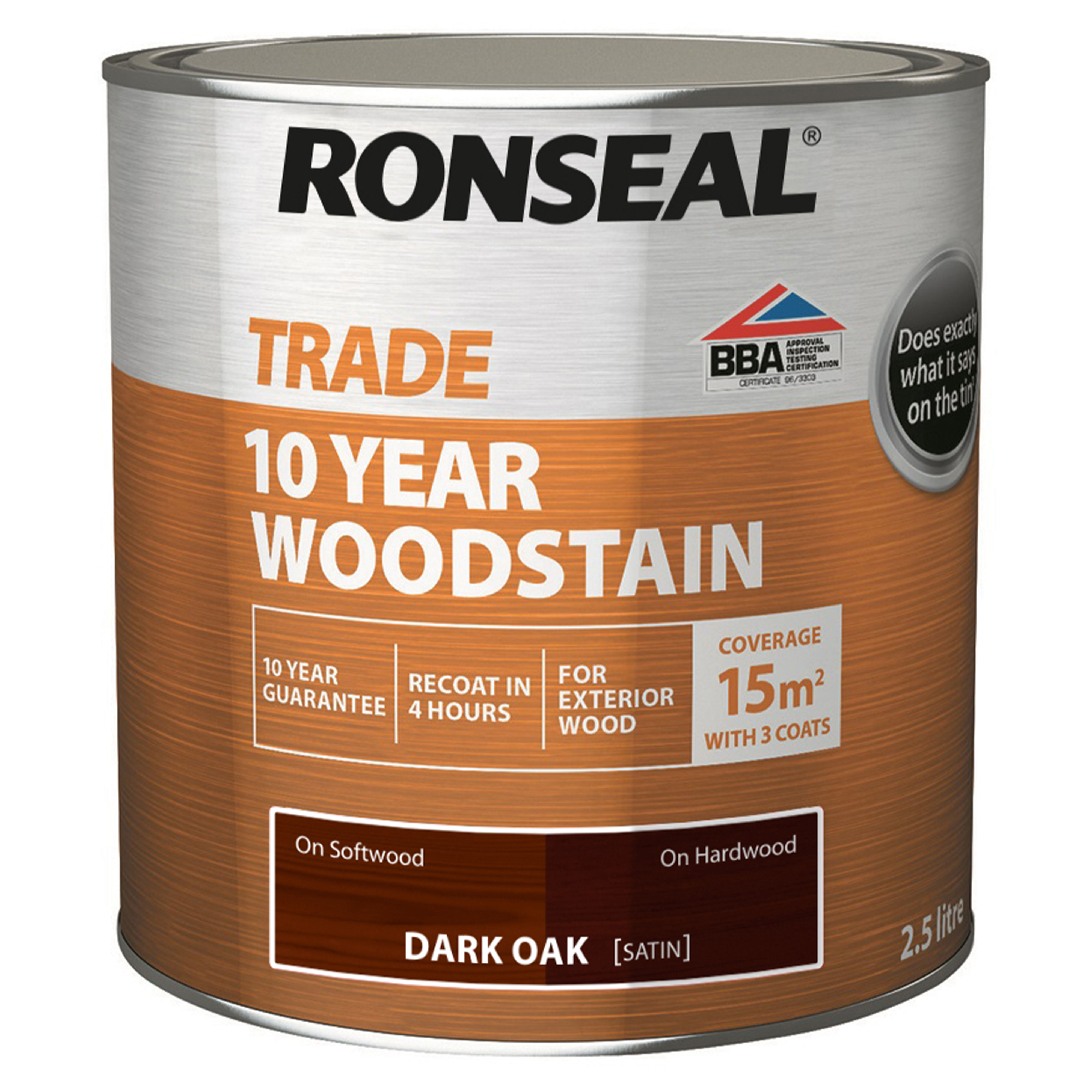 Ronseal Trade 10 Year Woodstain Dark Oak 2.5L