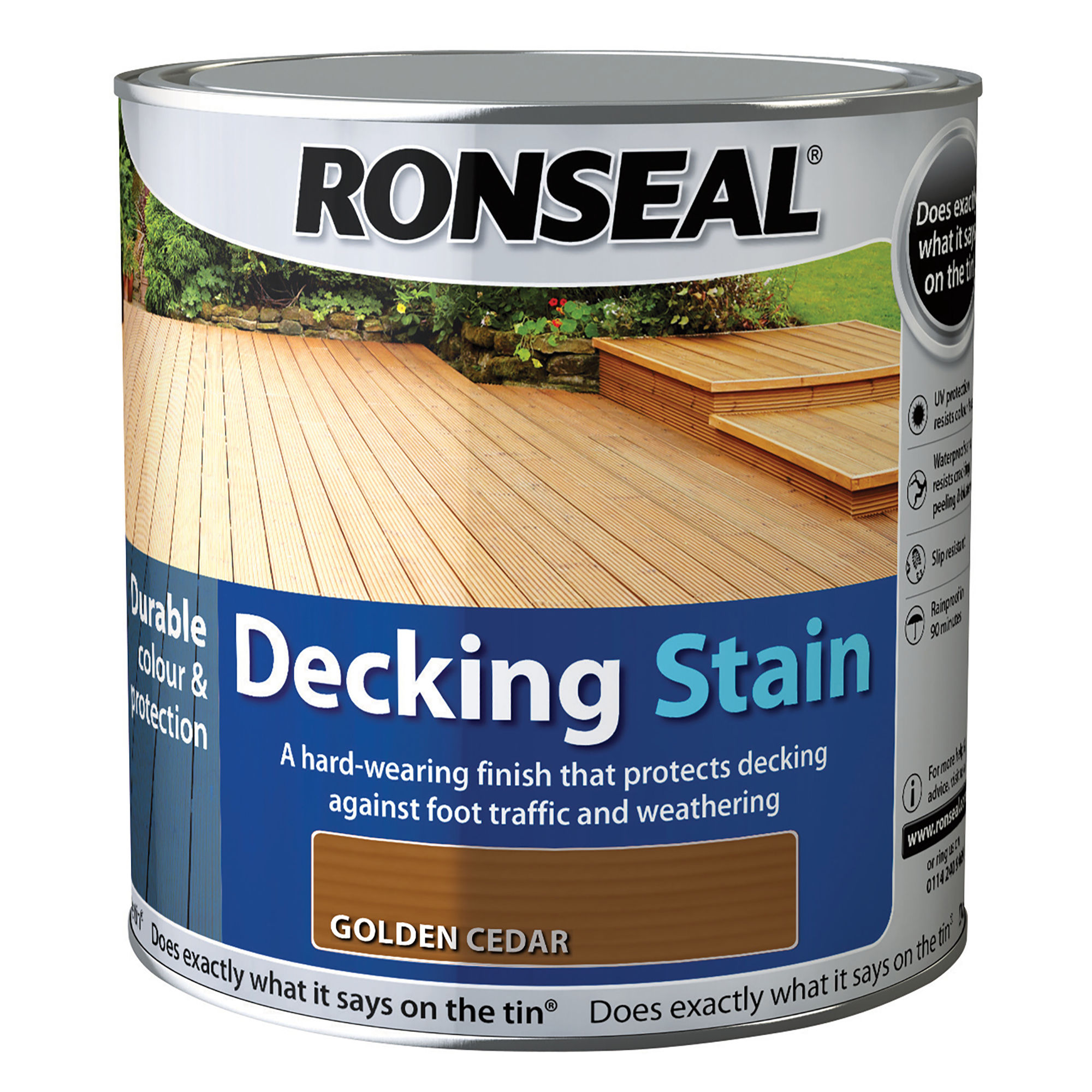 Ronseal Decking Stain 2.5L-Golden Cedar