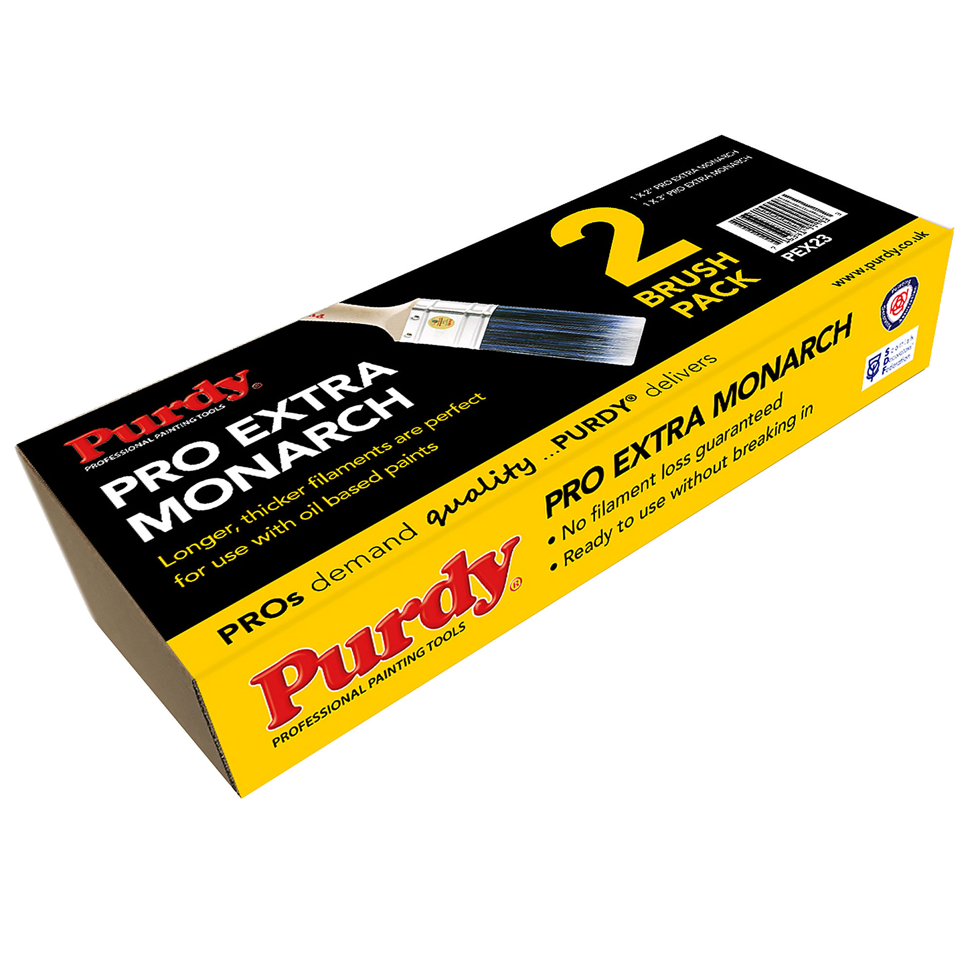 Purdy Monarch Pro-Extra Paint Brush Pack (2x Brushes) 2", 3" - PEX23
