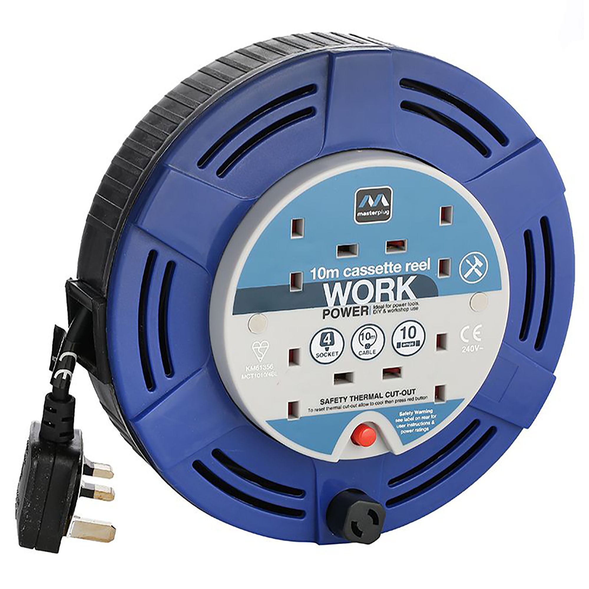 Cassette Cable Reel and Thermal Cut Out 4 Gang 10m