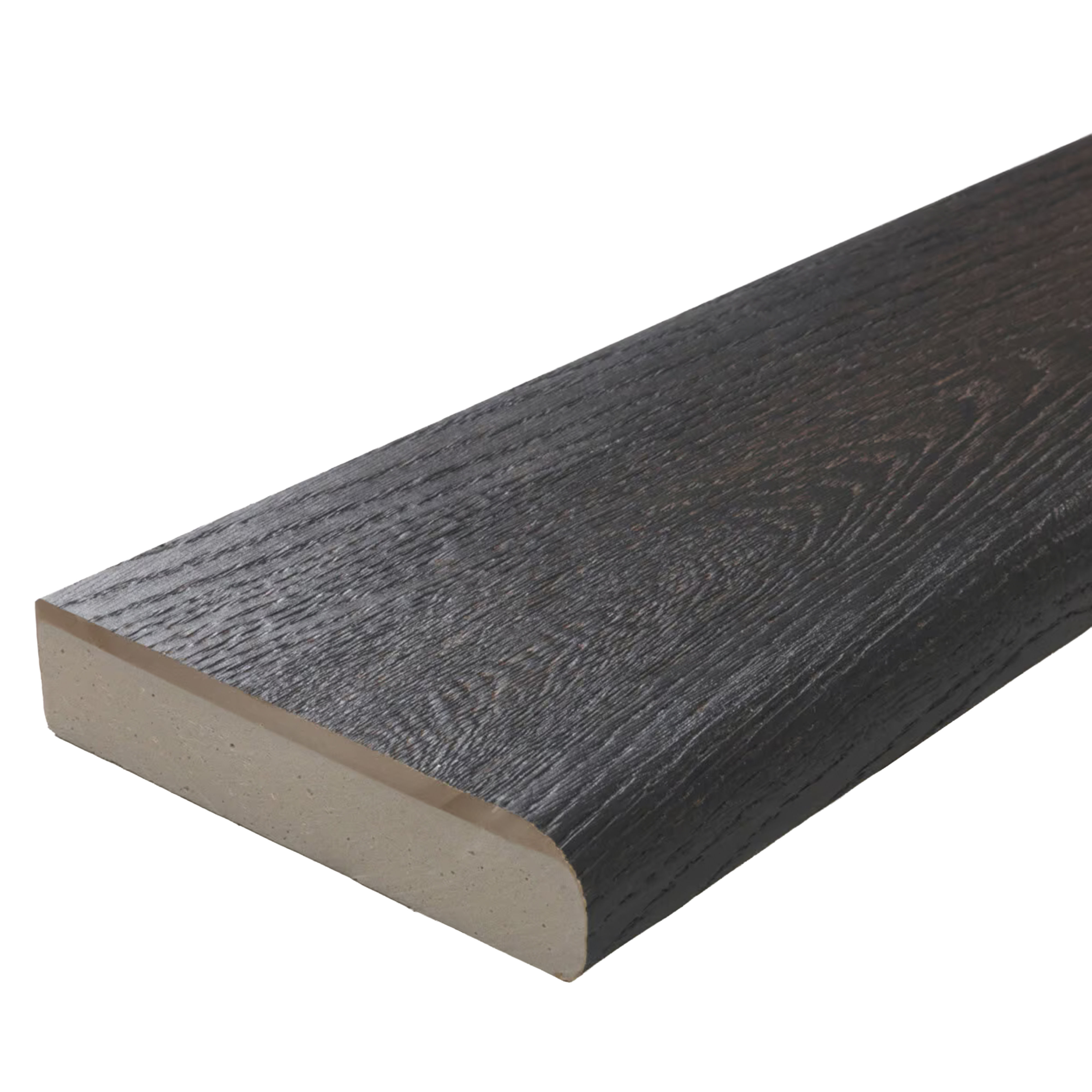 Millboard Enhanced Grain Bullnose Composite Decking Board Burnt Cedar 32mm x 150mm x 3.6m