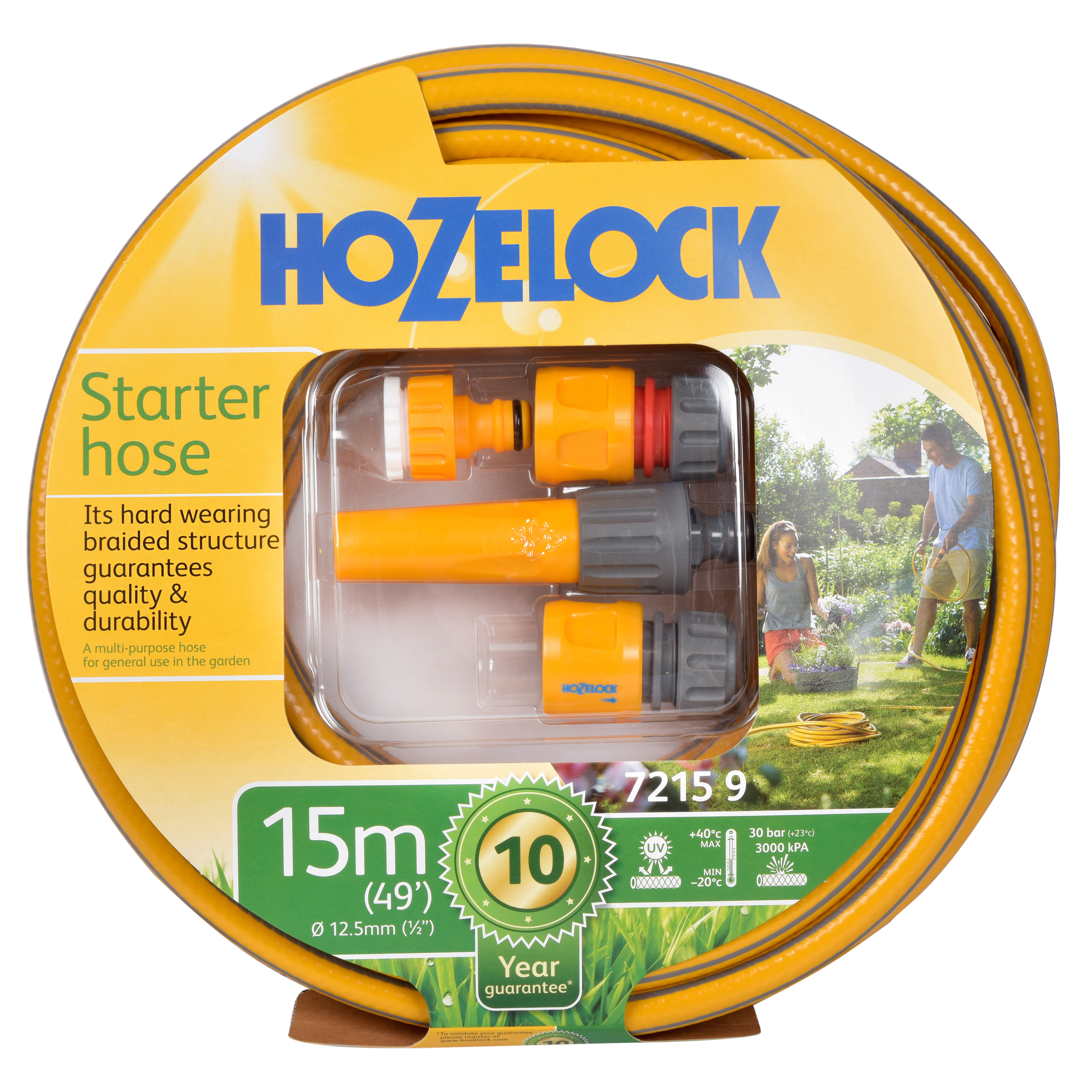 Hozelock Starter Hose Set with Fittings 15m - 7215P9000