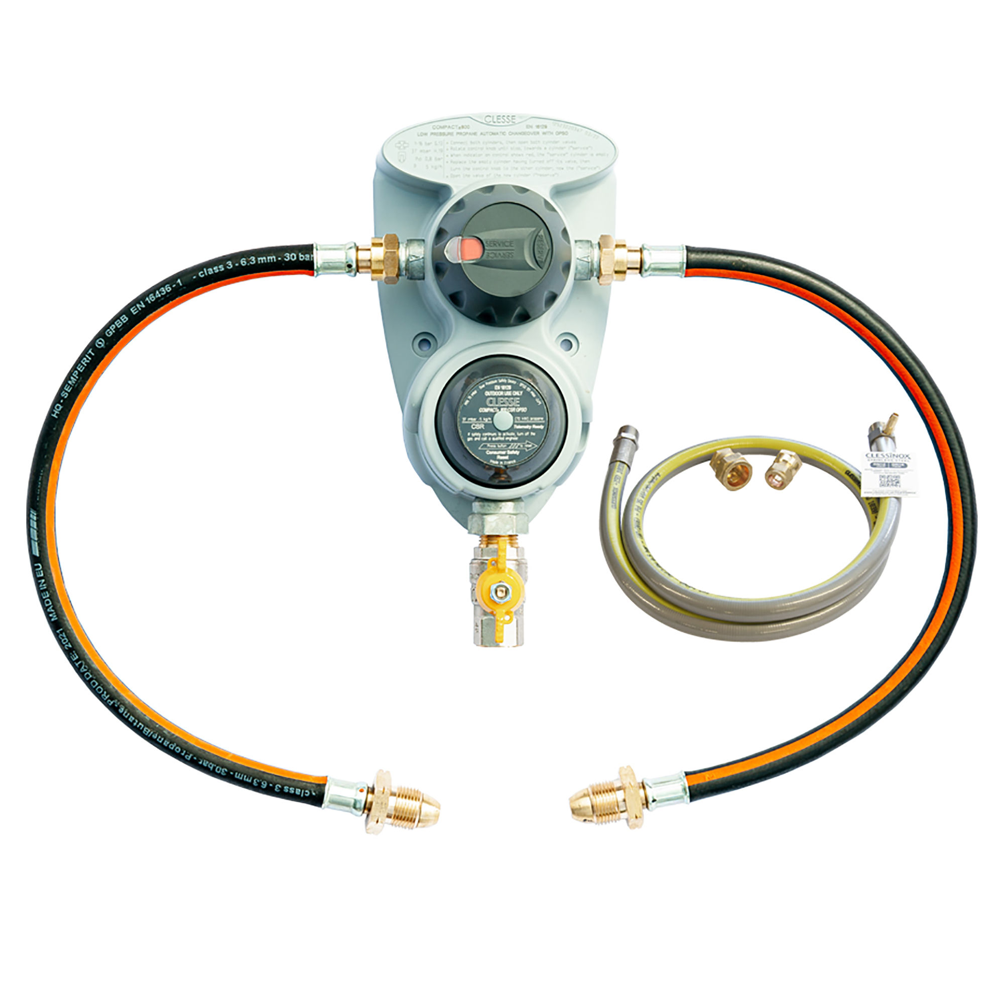 Clesse CompacTR800 OPSO ACO Changeover System with Rubber Pigtails, Outlet Hose, Compression Fittings - UU5185K-HS-TR