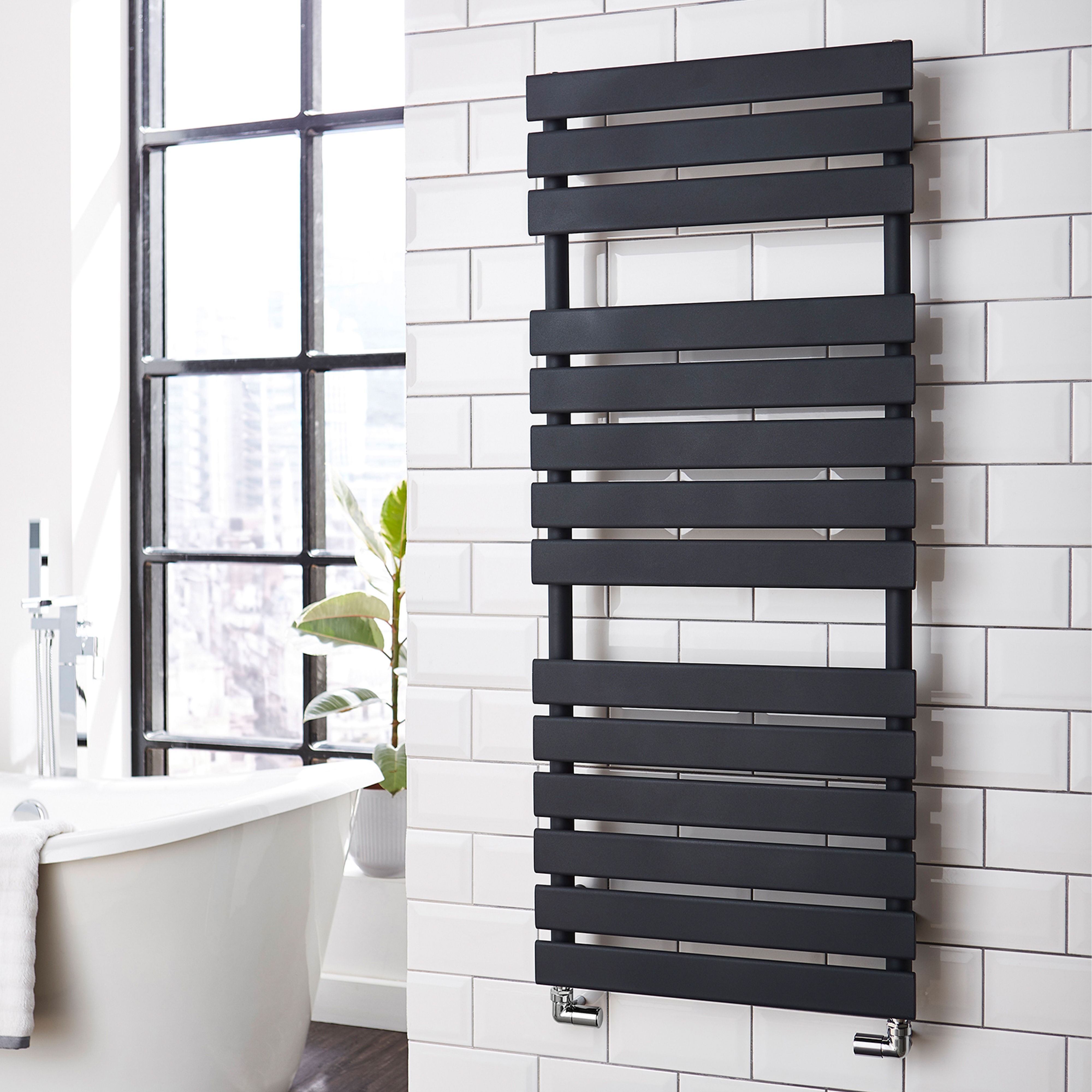Kartell Atlantic Straight Heated Towel Rail Anthracite 1185mm x 500mm