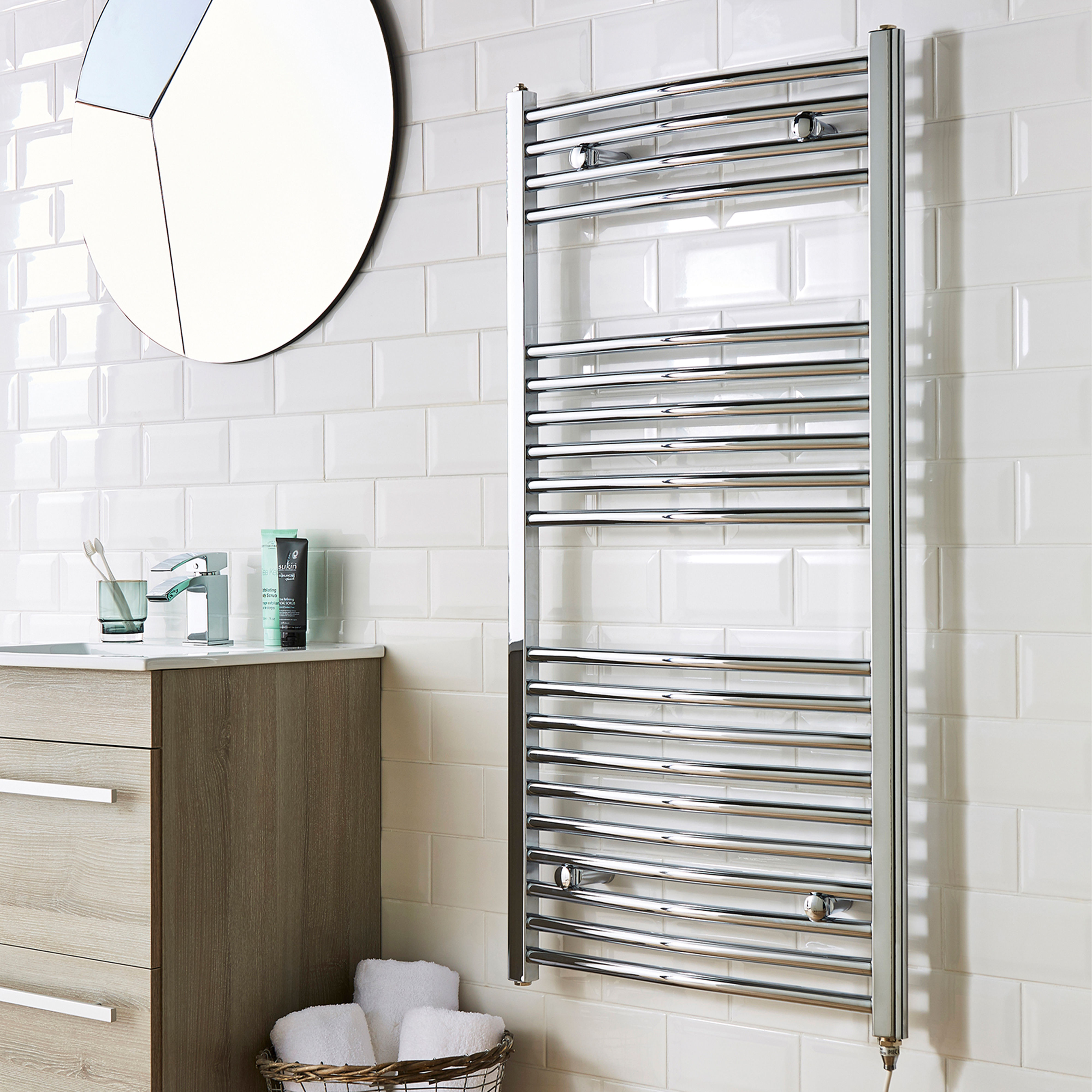 Kartell K-Rail Curved Heated Towel Rail Chrome 25mm