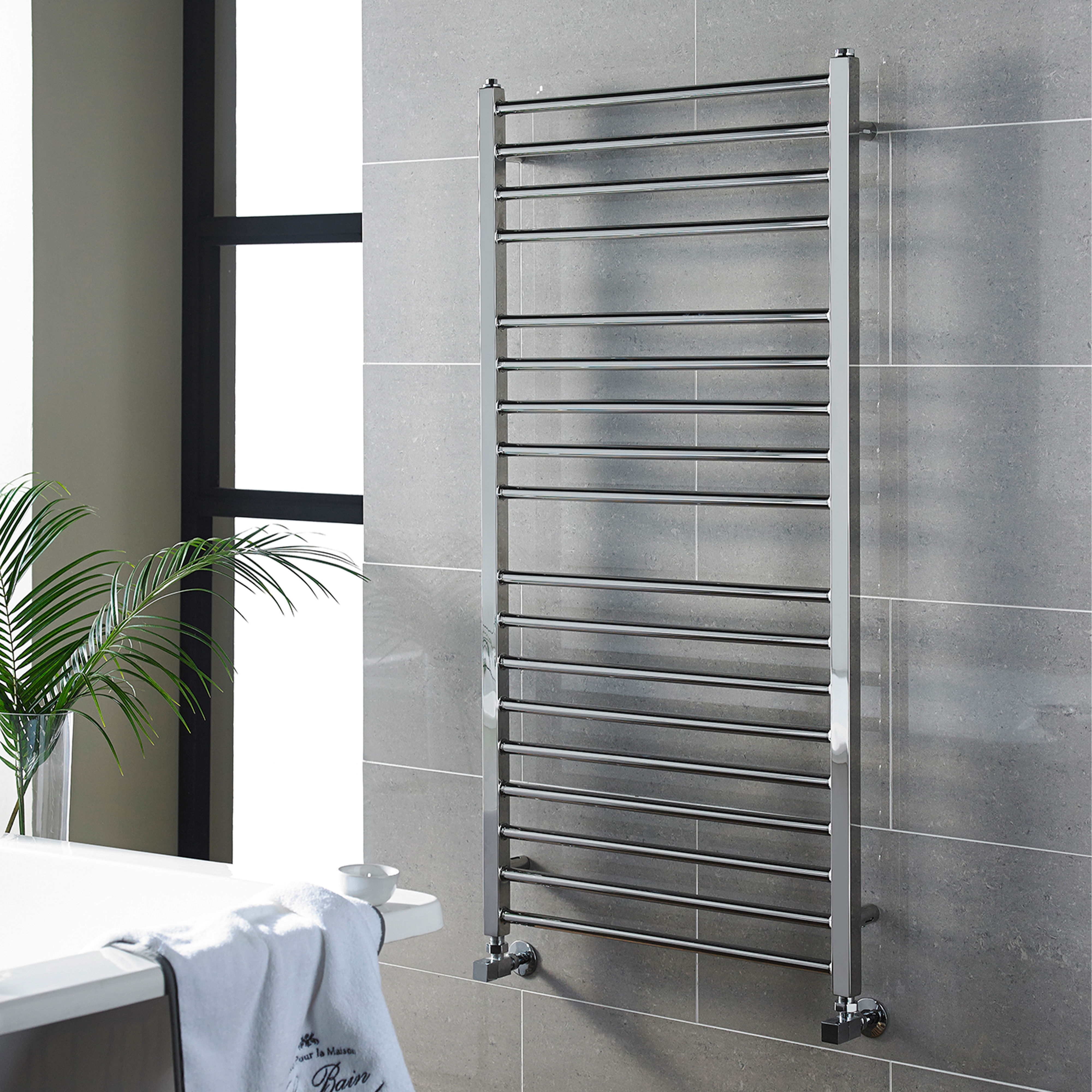 Kartell Metro Straight Heated Towel Rail Chrome