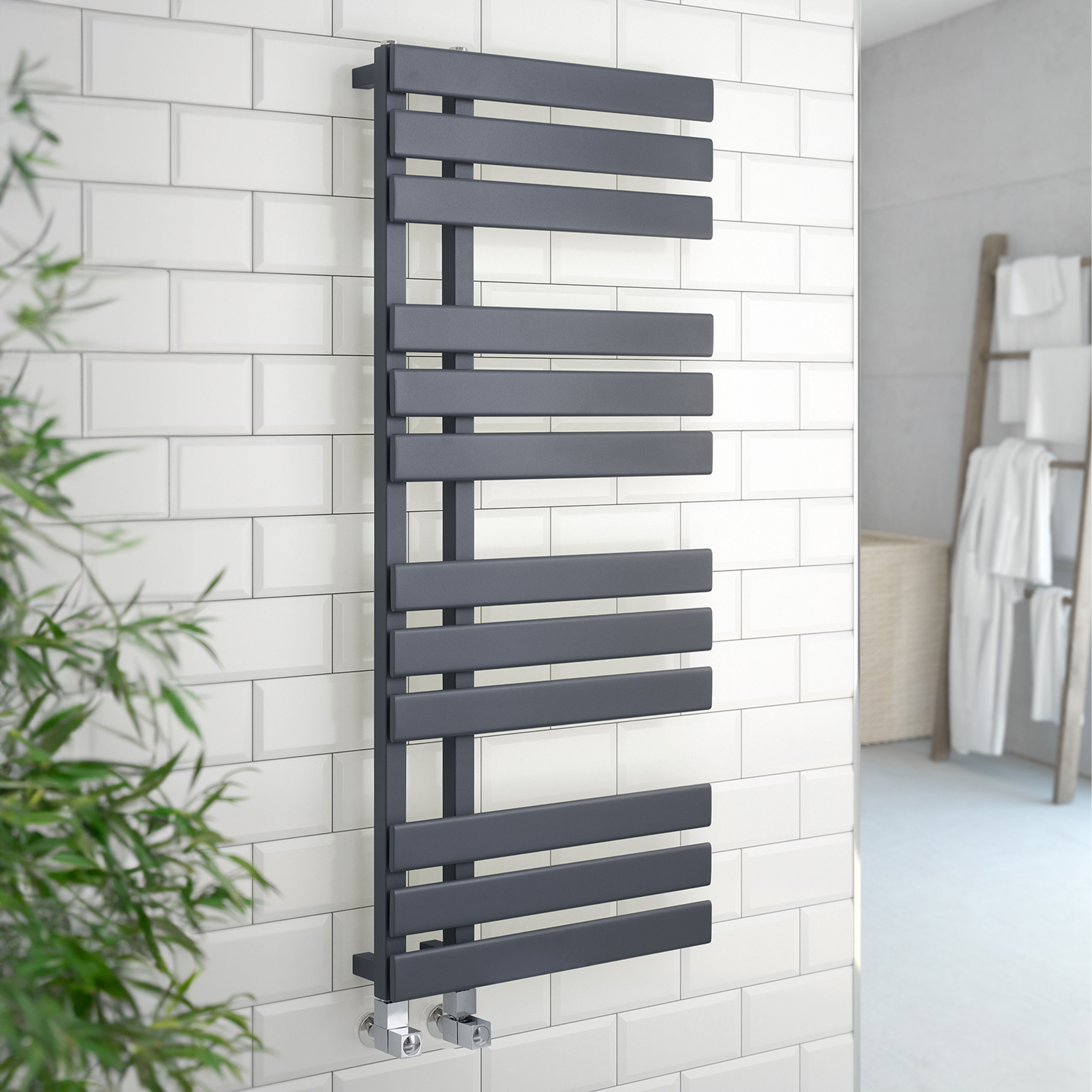Kartell Oregon Straight Heated Towel Rail Anthracite 1180mm x 500mm