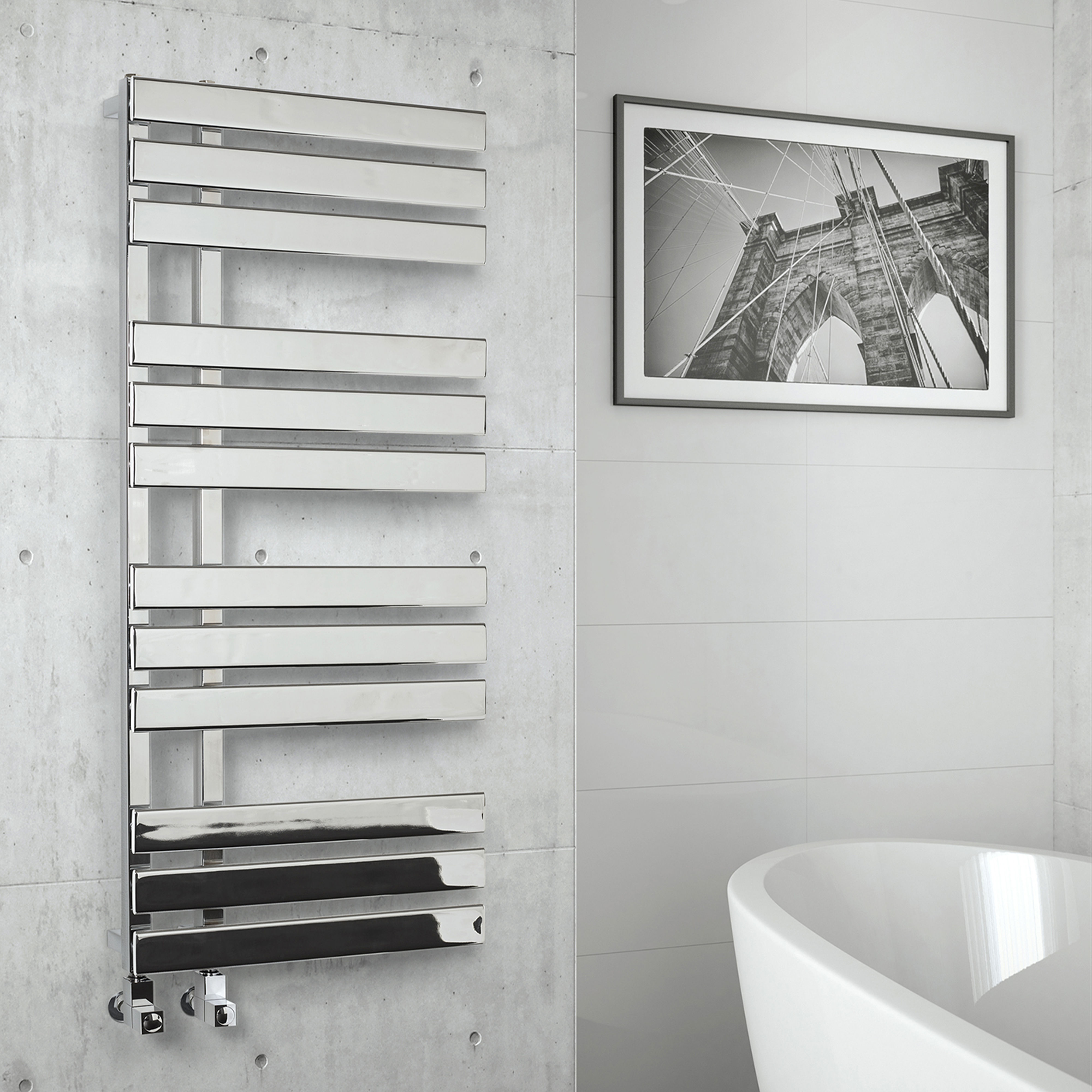 Kartell Oregon Straight Heated Towel Rail Chrome 1180mm x 500mm